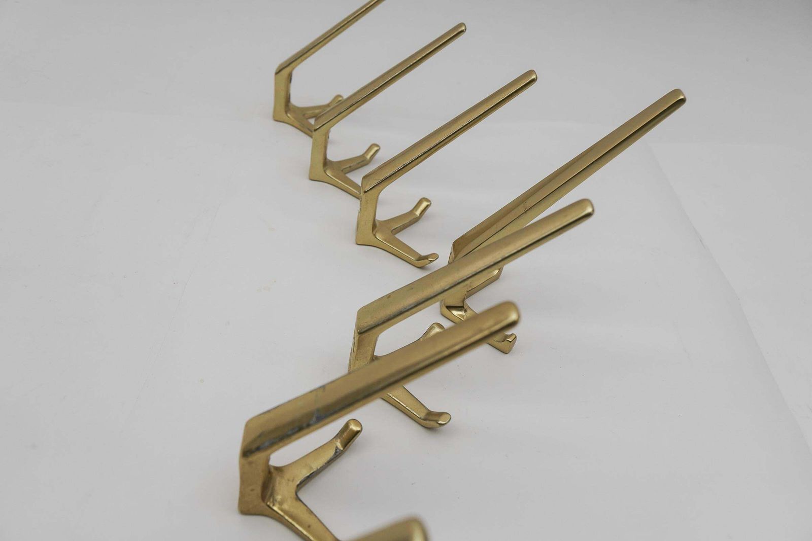 Furniture Set Of 8 Mid Century Modern Brass Wall Hooks, Austria, 1960s photo