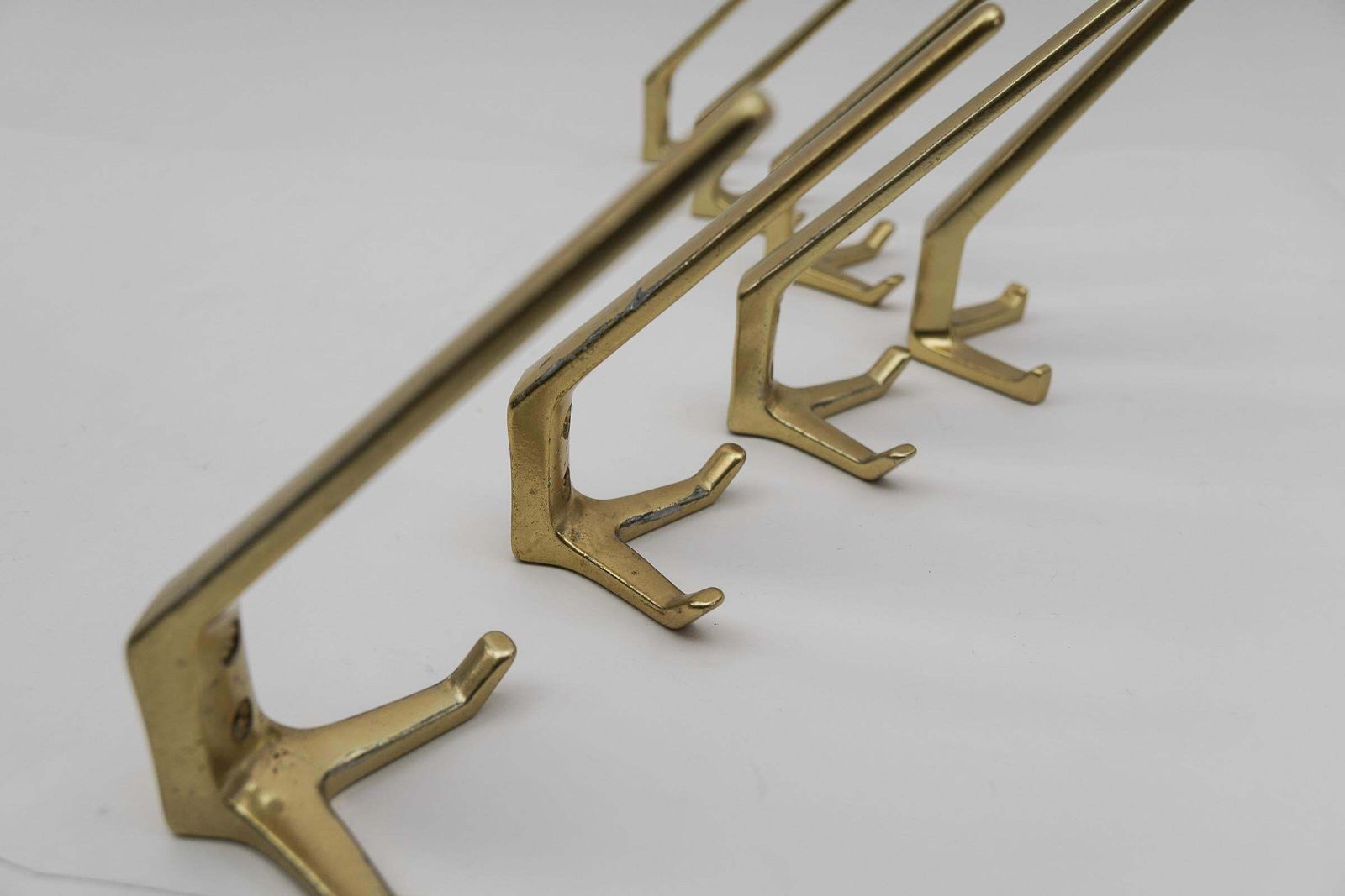 1529.0 Set Of 8 Mid Century Modern Brass Wall Hooks, Austria, 1960s photo