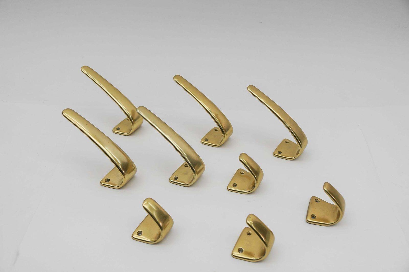 Furniture Set Of 18 Midcentury Brass Wall Hooks, Austria, 1950s photo