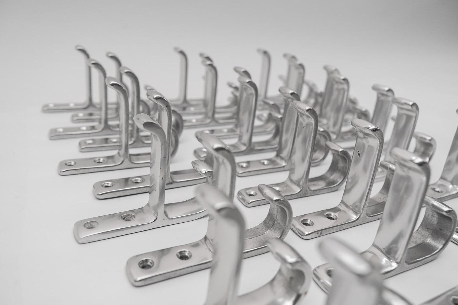 photo for sale Set Of 35 Midcentury Aluminium Wall Hooks, Austria, 1950s