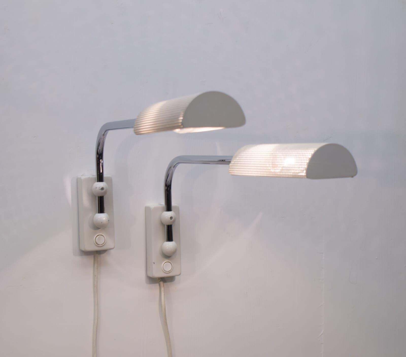 Pair Of Swinging Wall Lamps With Perforated Plate Lampshades, 1970s photo furniture