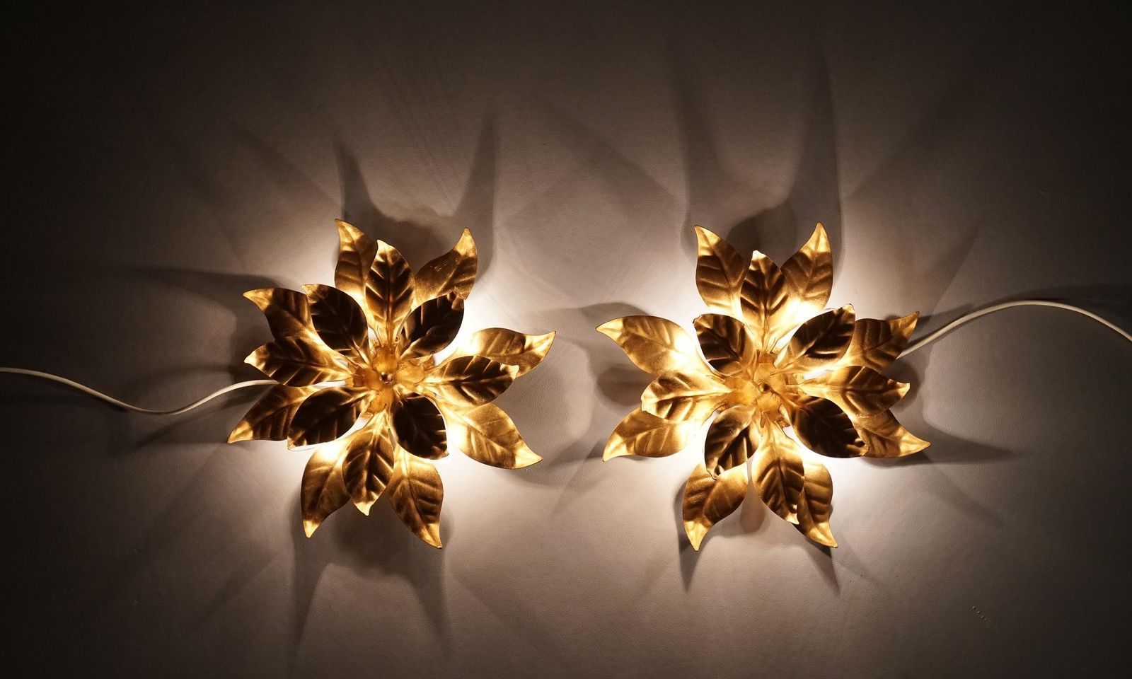 Lovely Gilded Pair Of Florentine Ceiling Lamps By Hans Kögl, Germany 1960s photo 1274.0