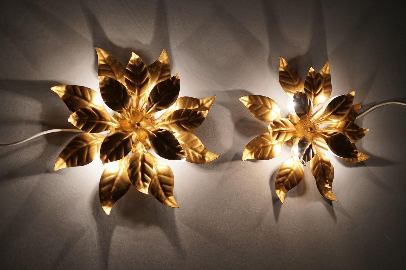 Lovely Gilded Pair Of Florentine Ceiling Lamps By Hans Kögl, Germany 1960s photo buy