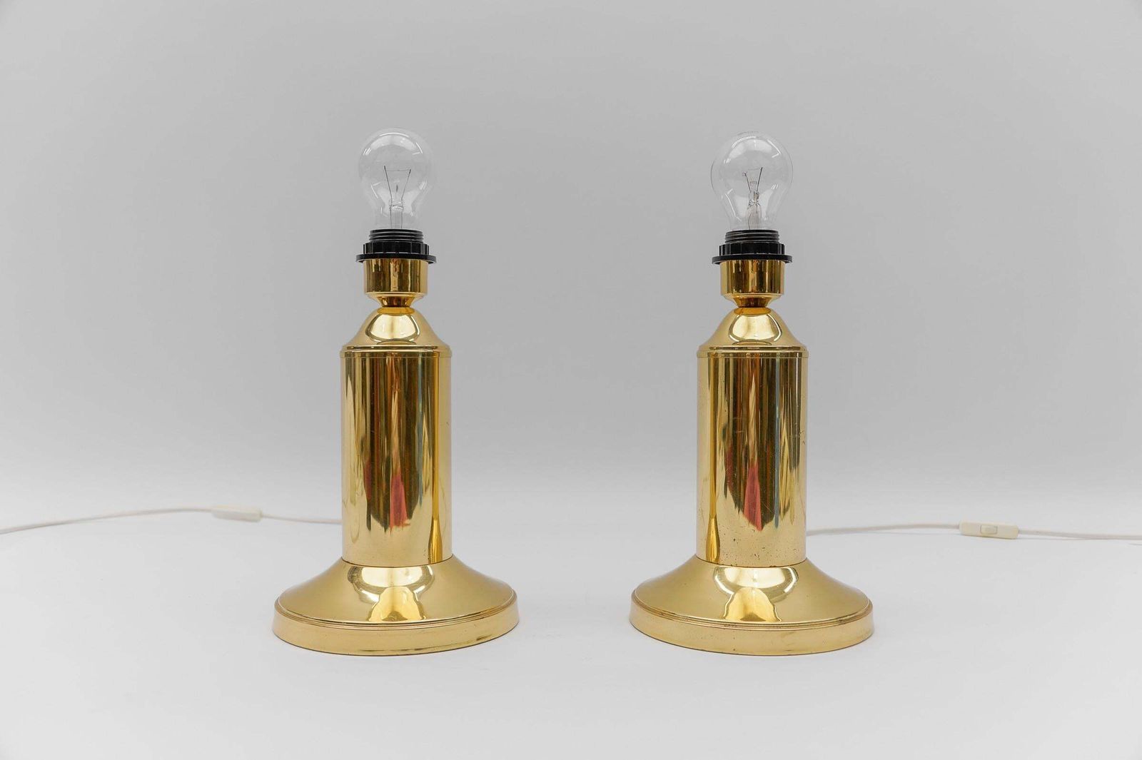 Pair Of Mid Century Modern Brass Table Lamp Bases, 1960s photo furniture