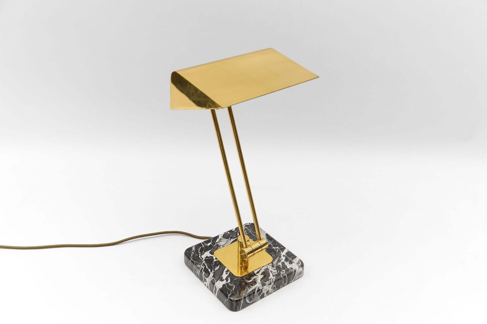Golden Bankers Table Lamp On Marble Foot, 1960s photo furniture