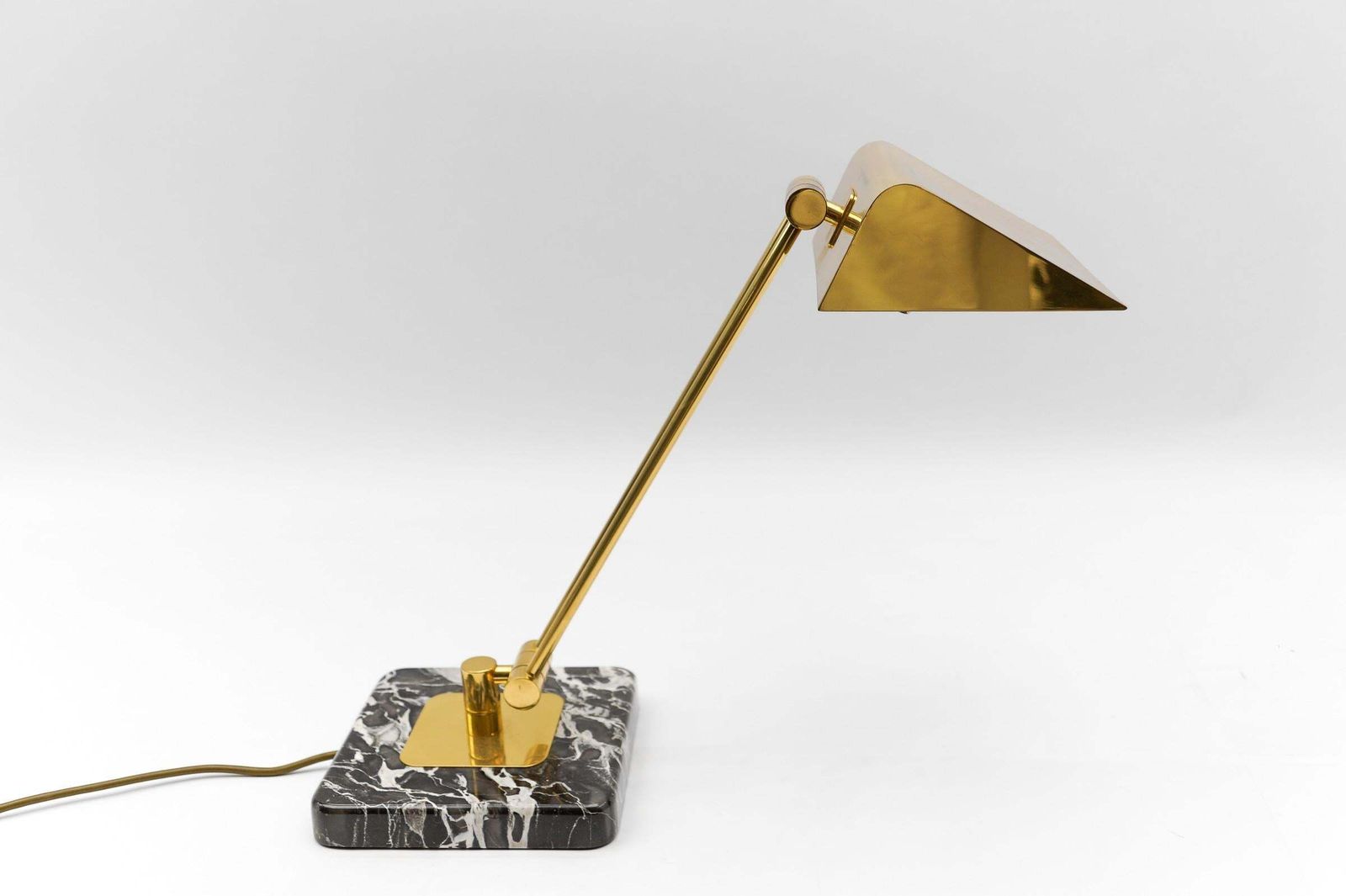 Golden Bankers Table Lamp On Marble Foot, 1960s photo vinterior