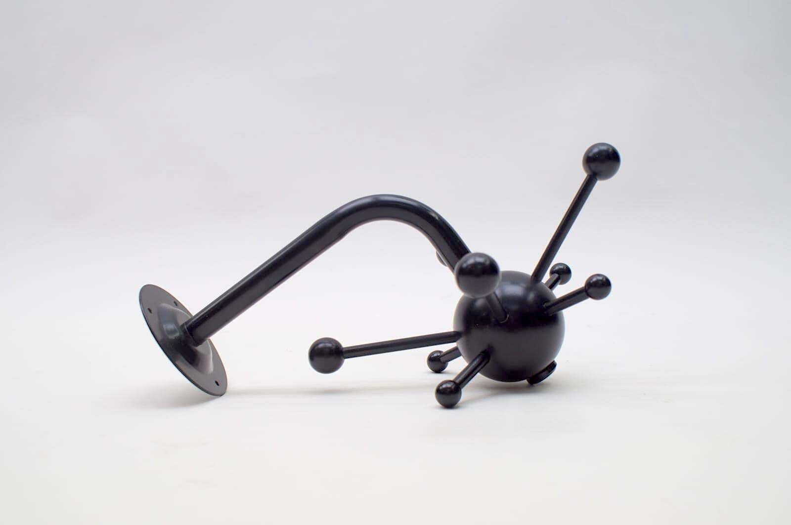 Black Sputnik Wall Hook Lacquered Wood And Metal In The Style Of Osvaldo Borsani photo for sale