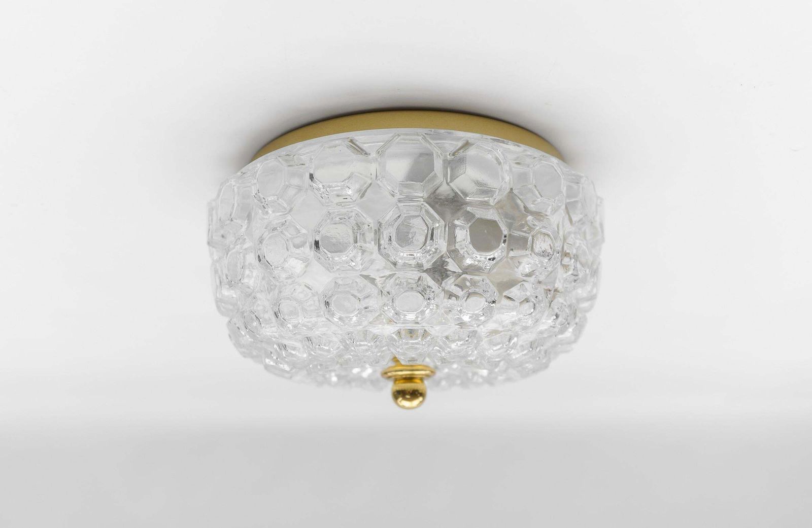 1 Of 4 Petite Elegant Flush Mount Lamp In Glass By Limburg, Gerrmany 1960s photo for sale
