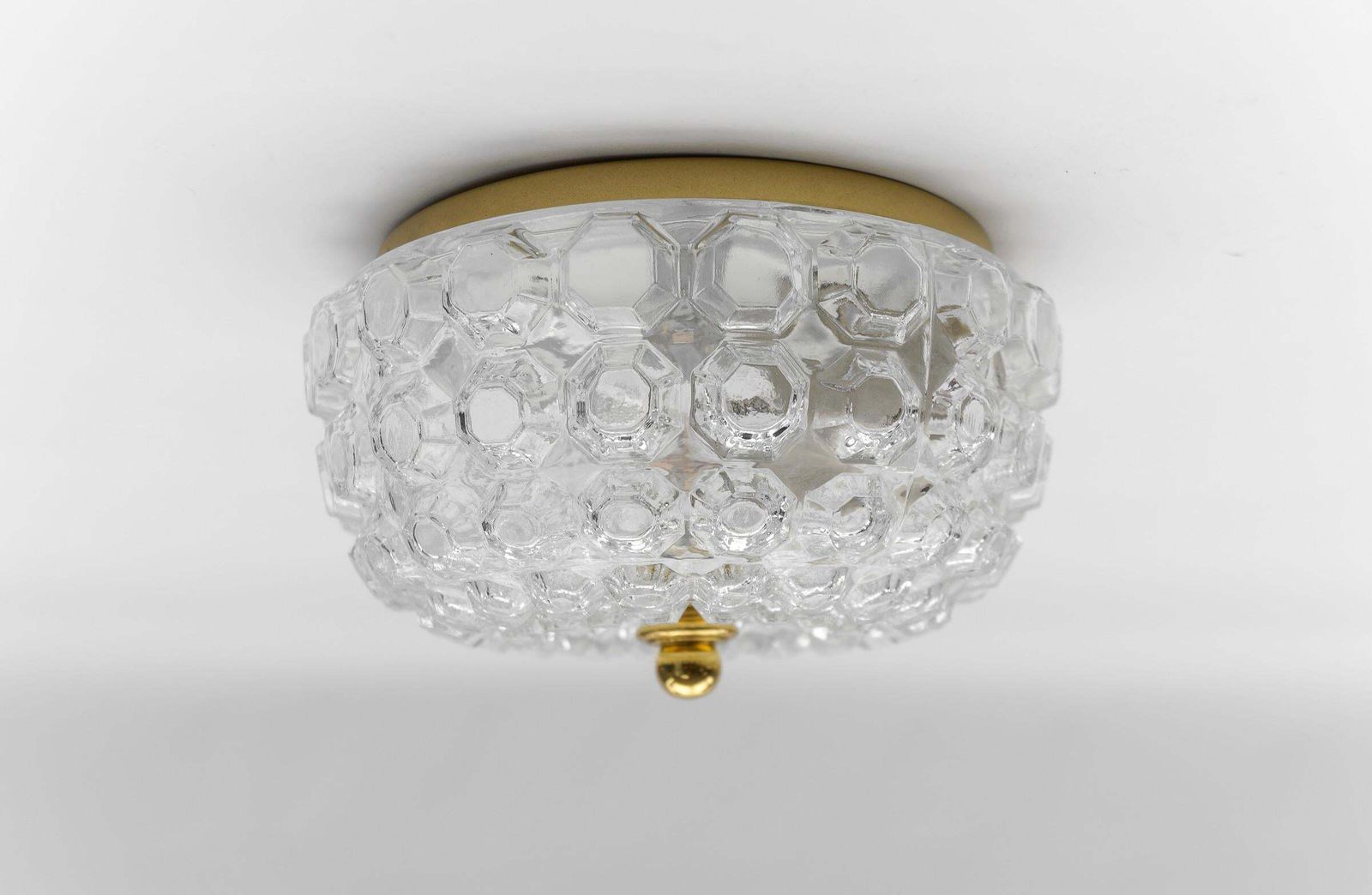1 Of 4 Petite Elegant Flush Mount Lamp In Glass By Limburg, Gerrmany 1960s photo vinterior