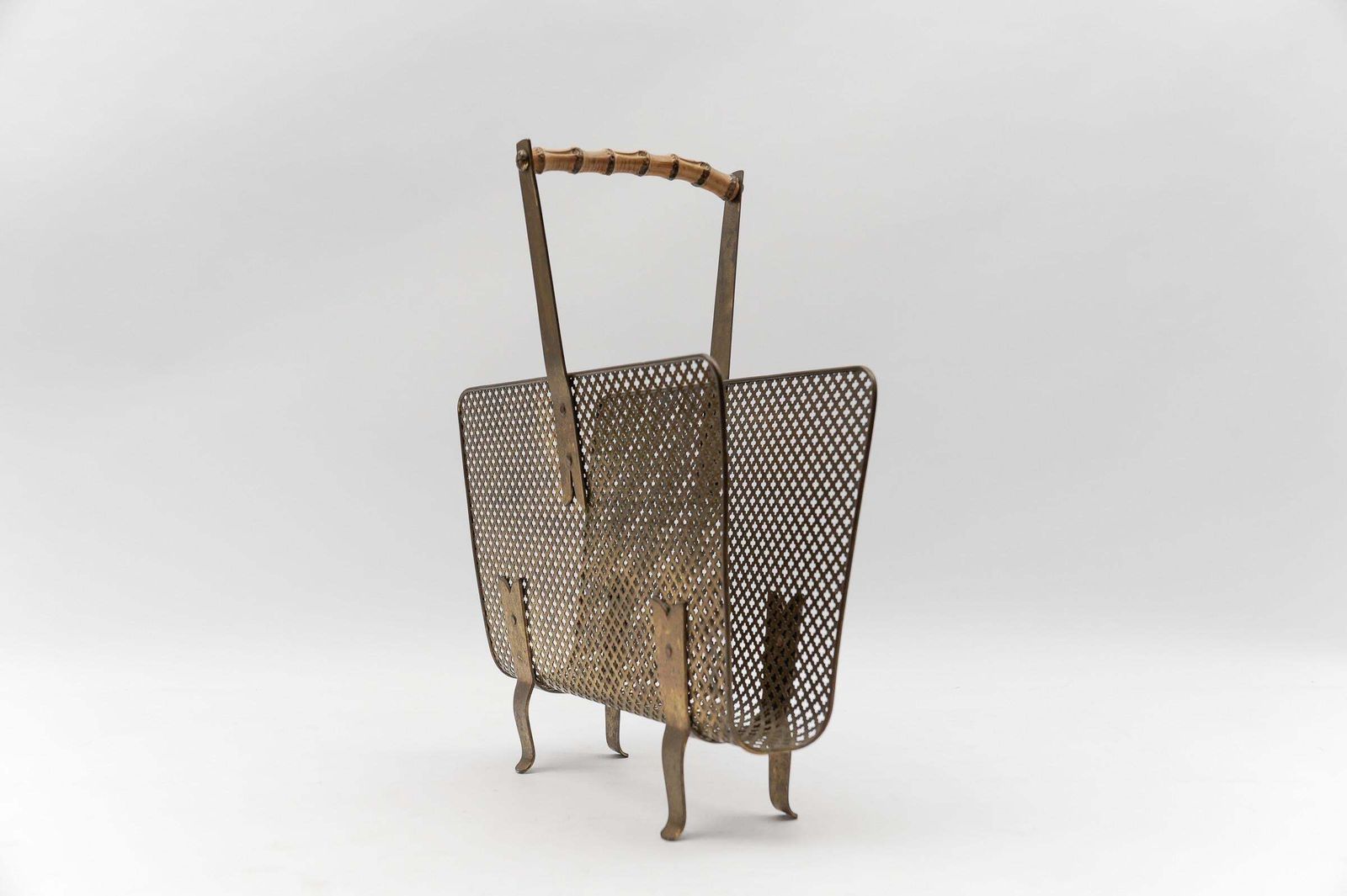 Mathieu Mategot Style Brass And Bamboo Magazine Holder, Circa 1950s photo 764.0