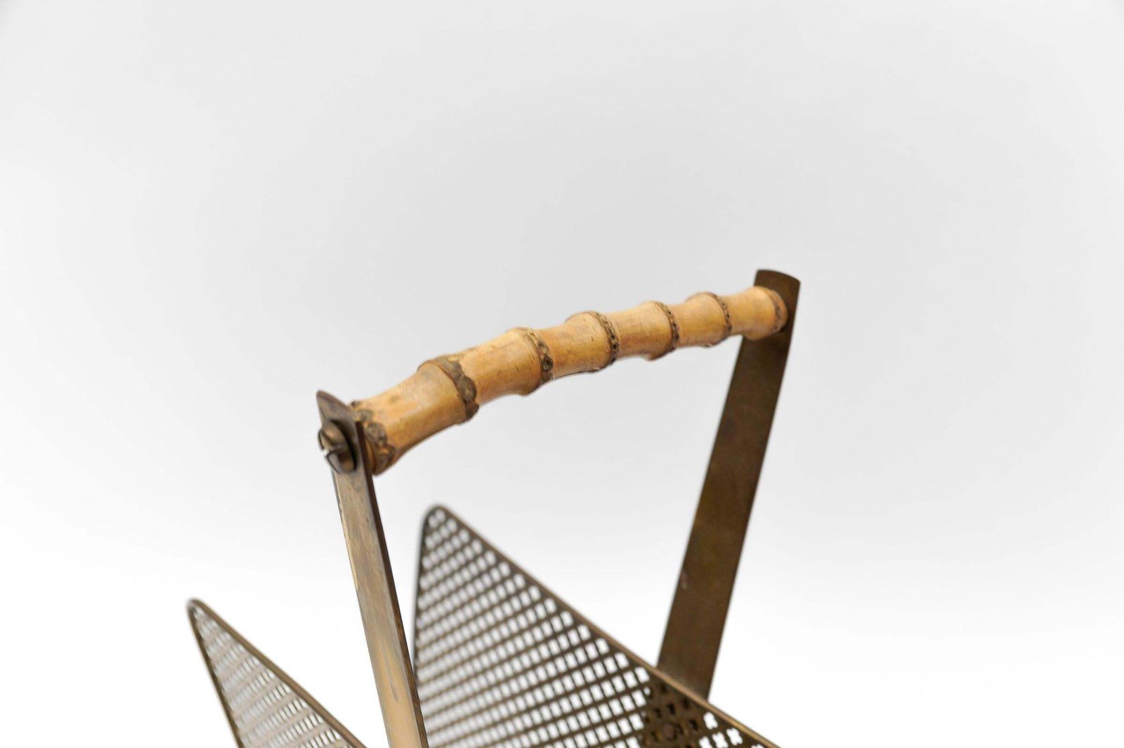 Mathieu Mategot Style Brass And Bamboo Magazine Holder, Circa 1950s photo buy