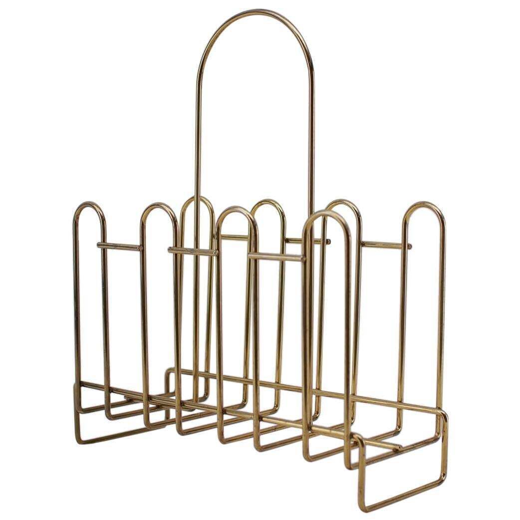 Lovely Brass Magazine Rack Mid Century Modern, 1950s, Austria