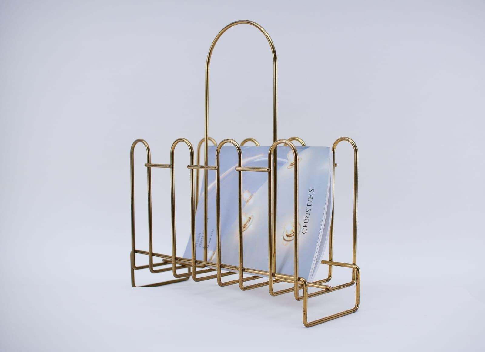 Lovely Brass Magazine Rack Mid Century Modern, 1950s, Austria photo furniture