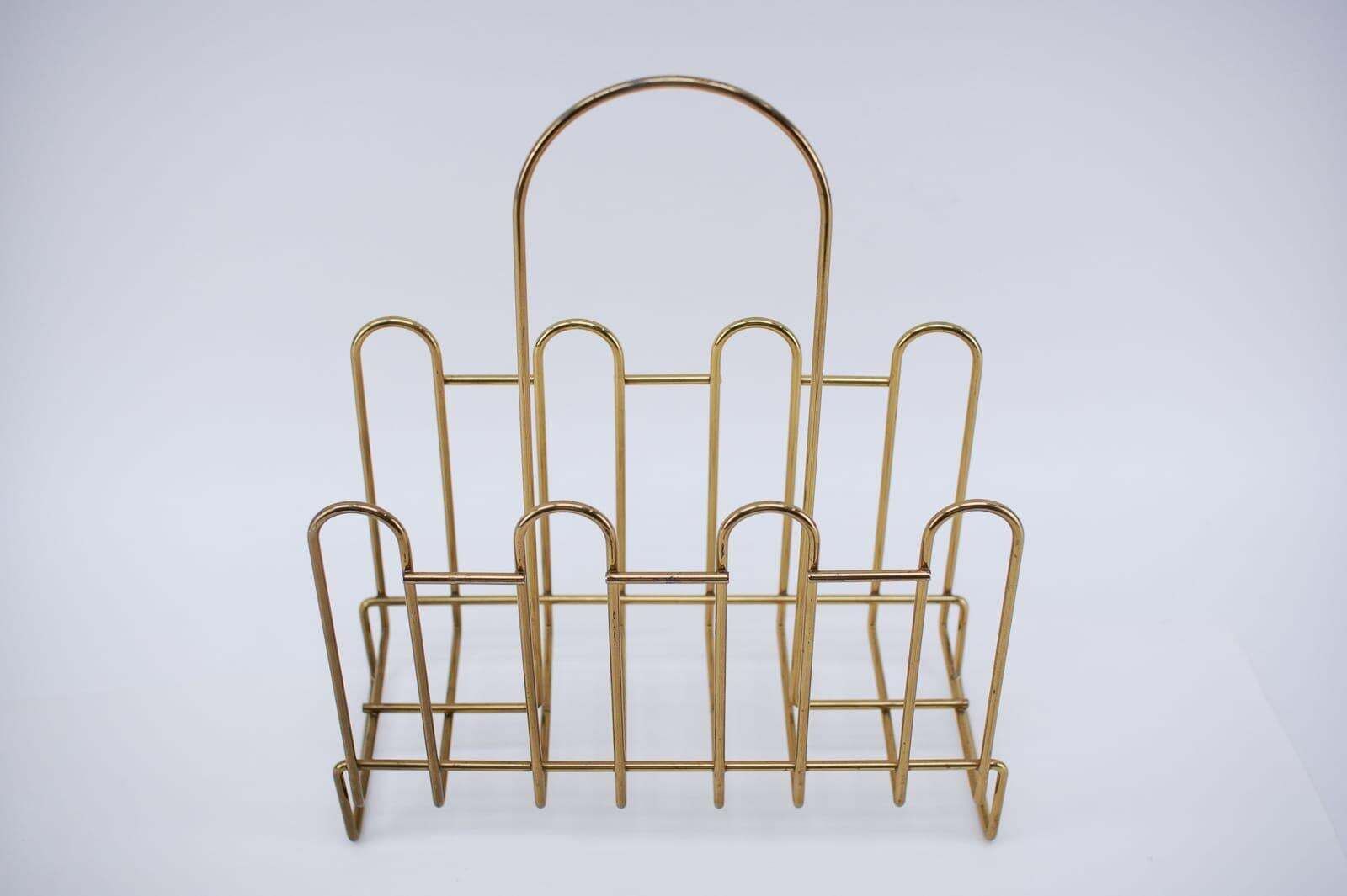 Lovely Brass Magazine Rack Mid Century Modern, 1950s, Austria photo Home Decor