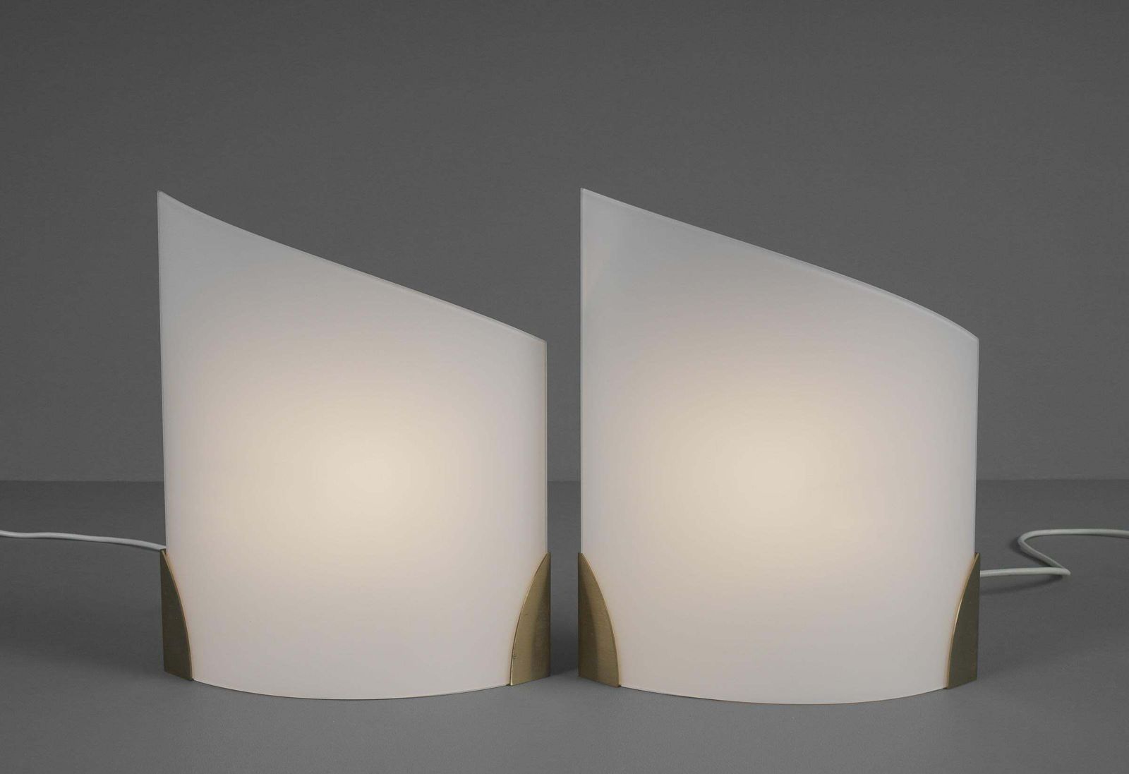 Pair Exceptional Wall Lights In Brass And Opal Glass By J.T. Kalmar, 1970s photo Lighting