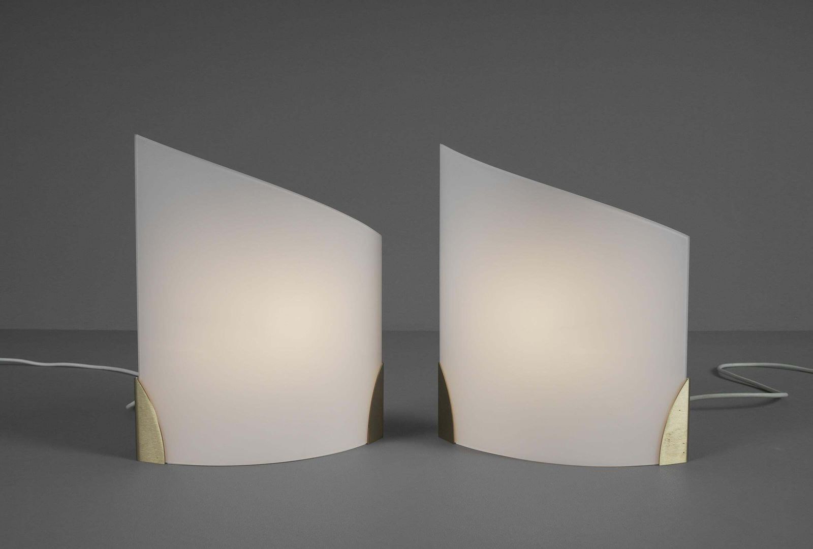 Pair Exceptional Wall Lights In Brass And Opal Glass By J.T. Kalmar, 1970s photo vinterior