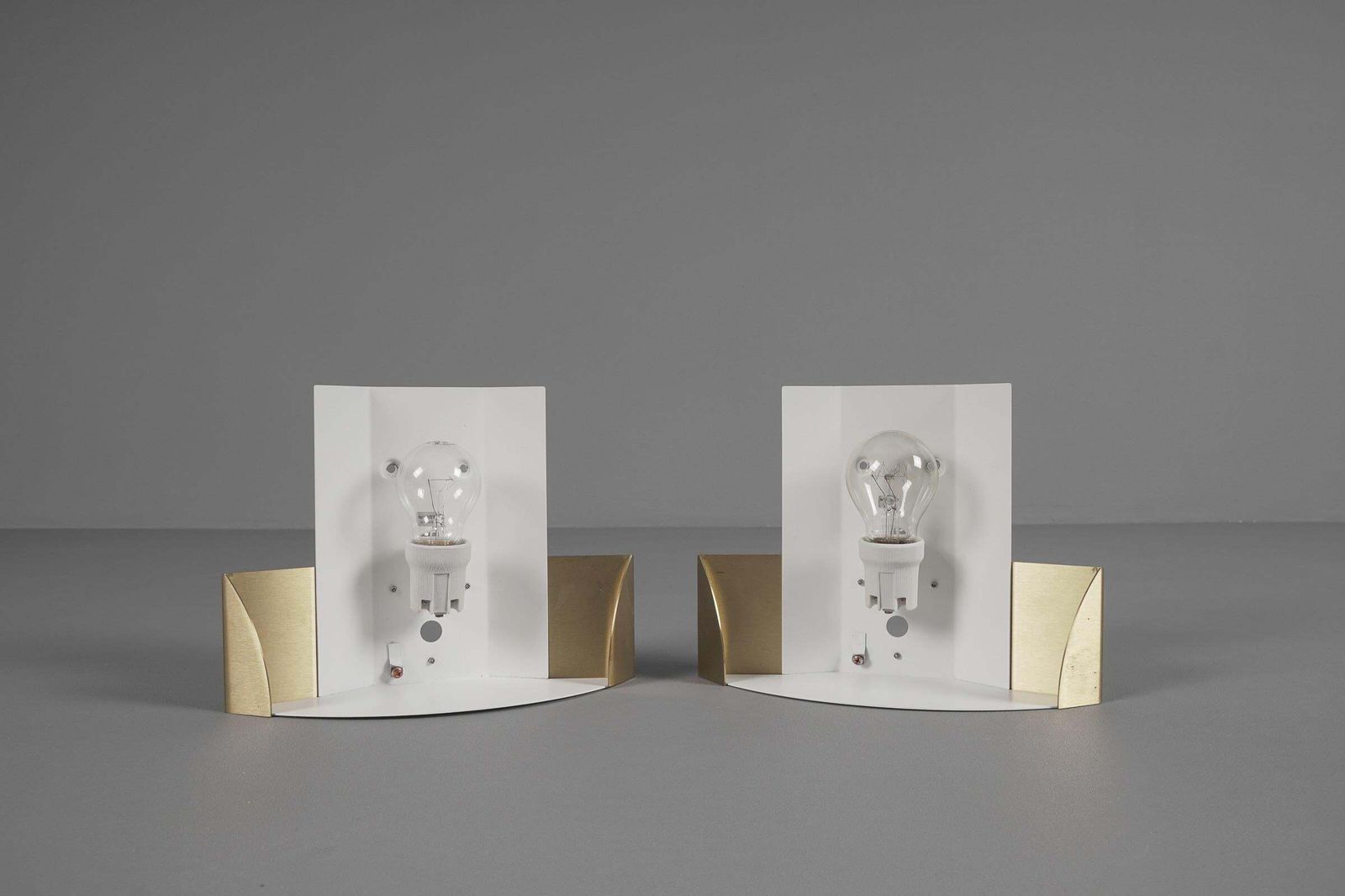 Pair Exceptional Wall Lights In Brass And Opal Glass By J.T. Kalmar, 1970s photo buy