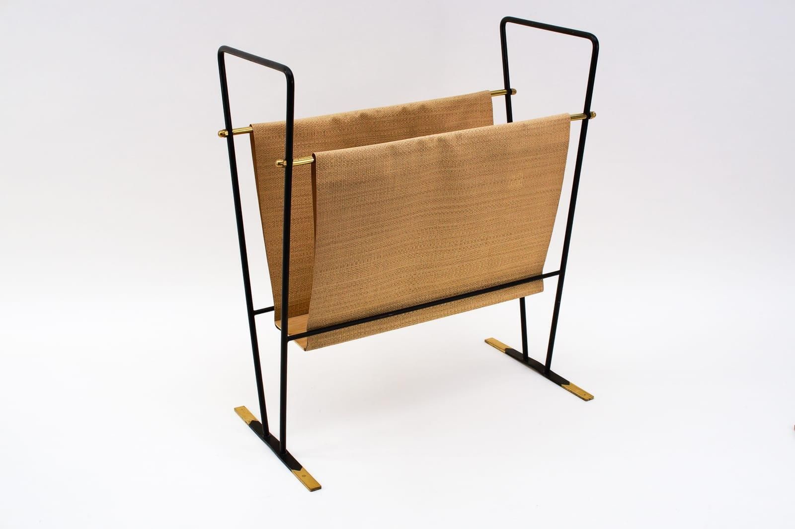 Elegant Brass And Metal Magazine Rack Mid Century Modern, 1950s, Austria photo furniture