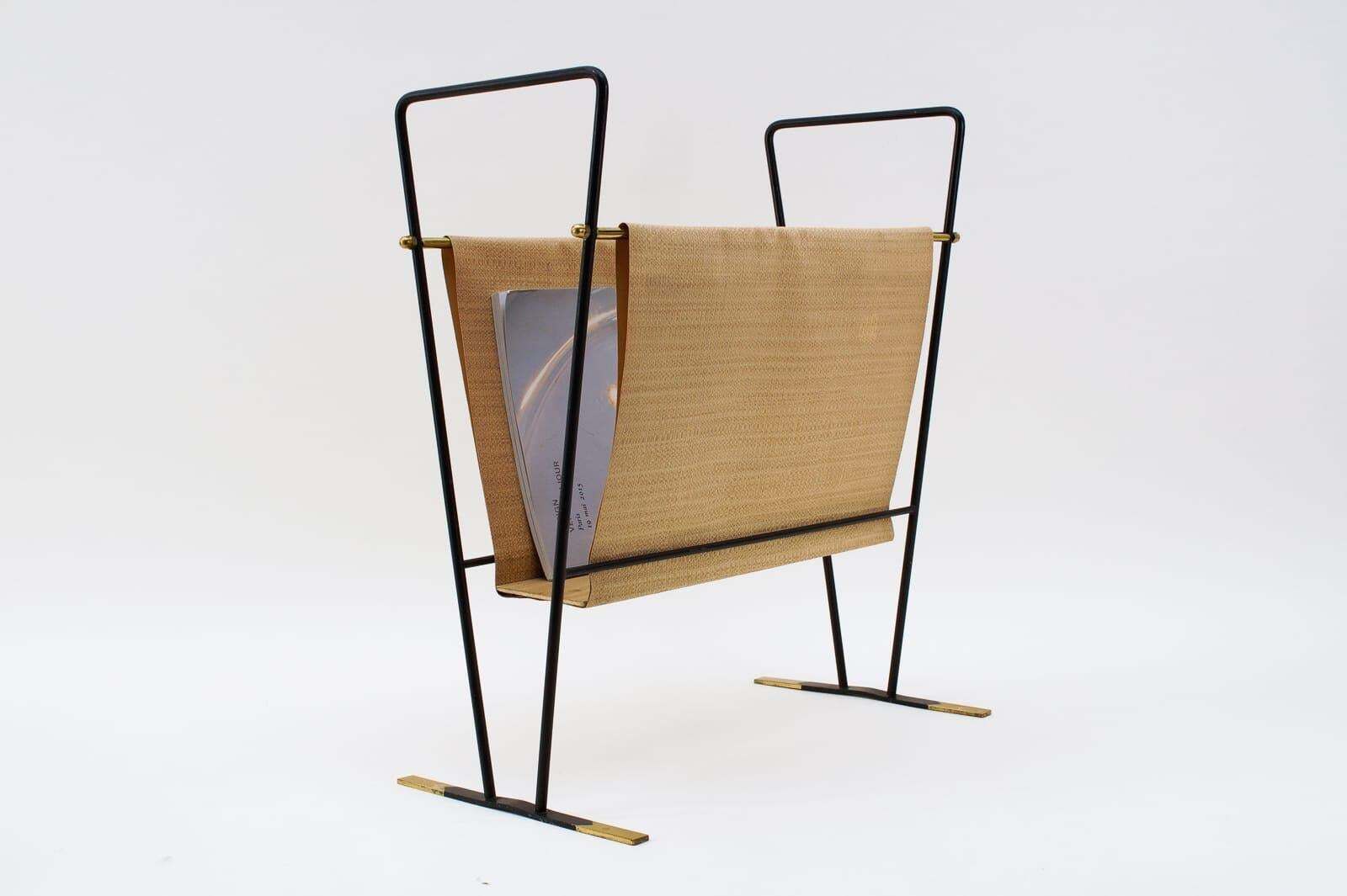 Elegant Brass And Metal Magazine Rack Mid Century Modern, 1950s, Austria photo 1104.0