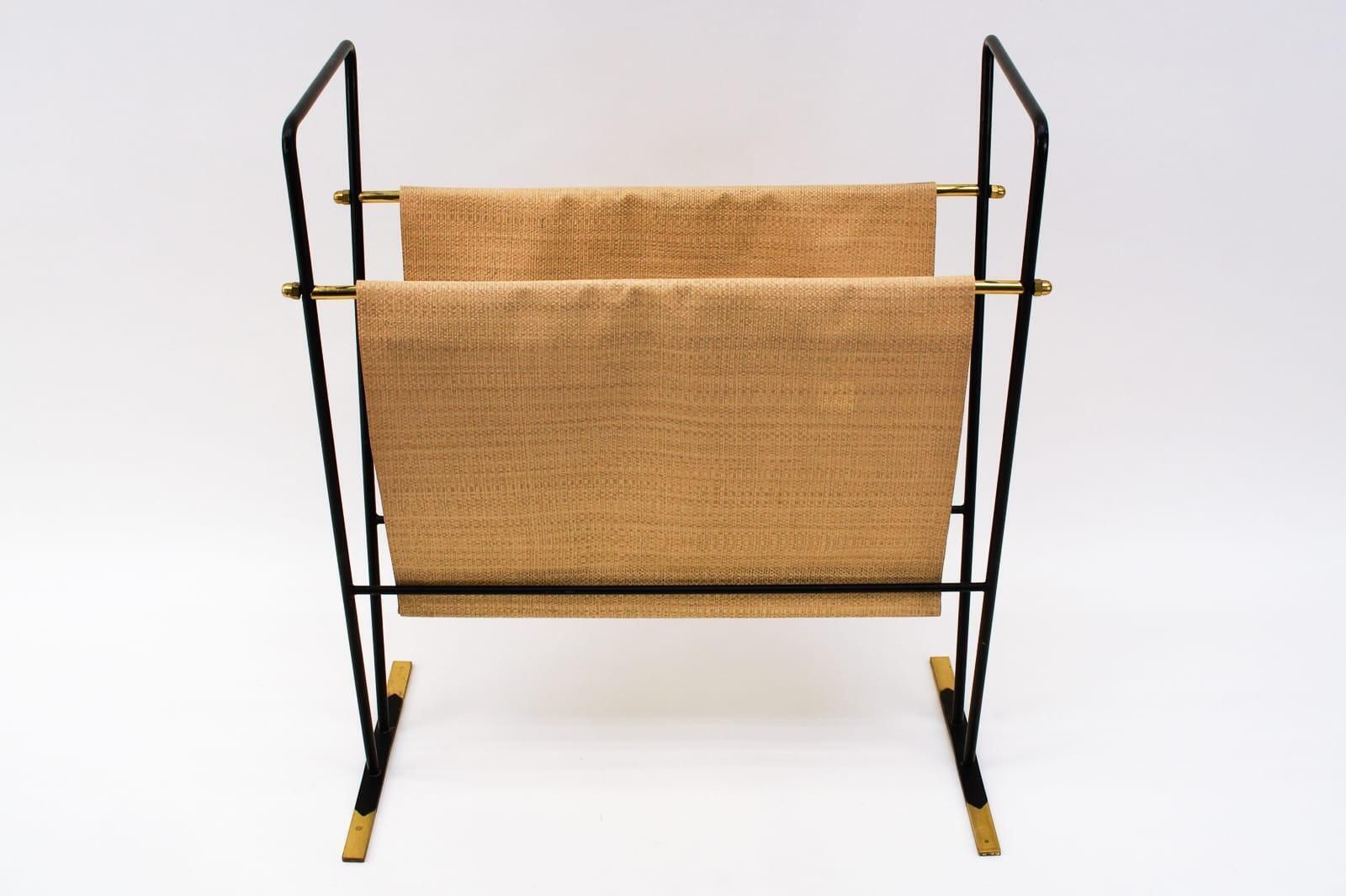 Elegant Brass And Metal Magazine Rack Mid Century Modern, 1950s, Austria photo buy