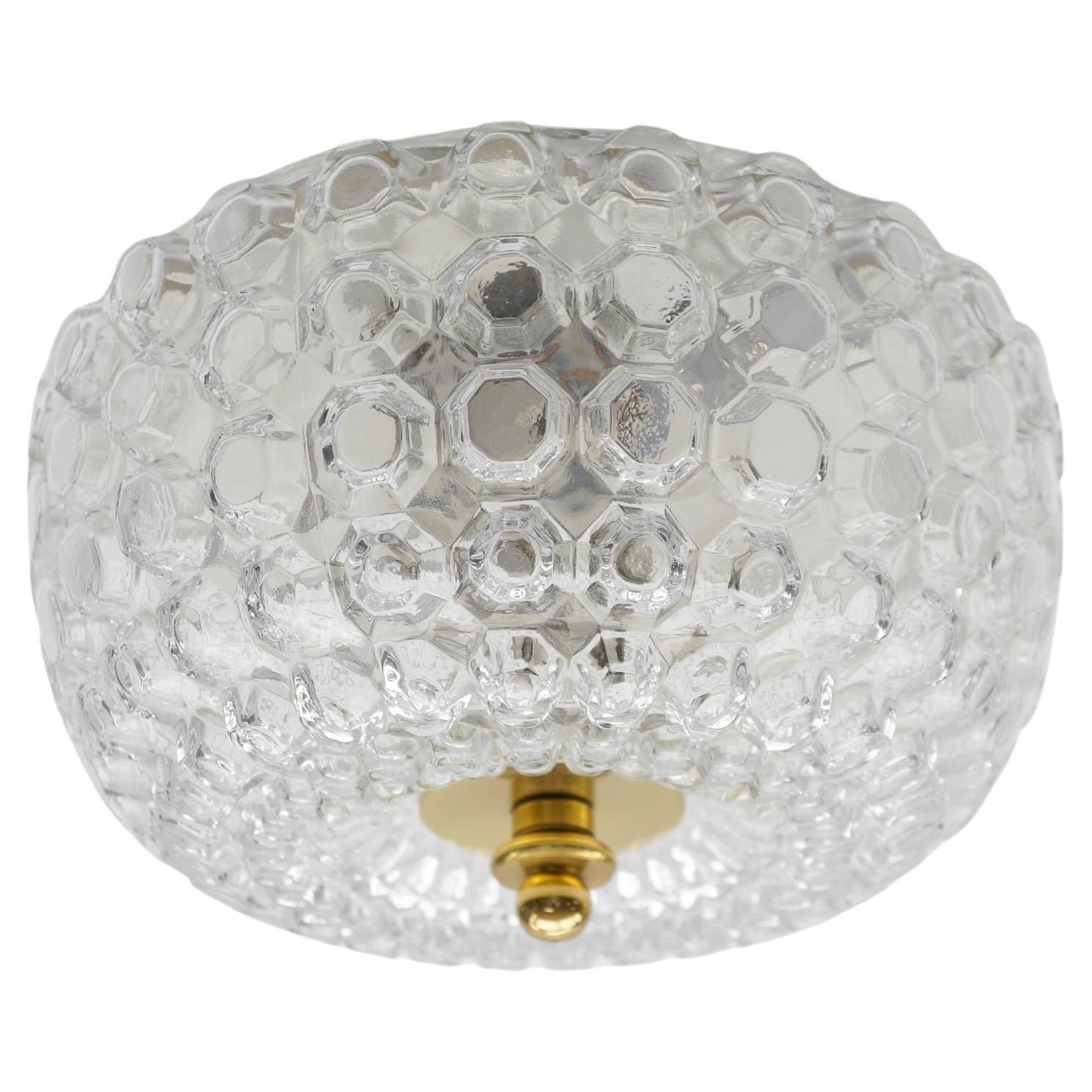 1 Of 4 Large Flush Mount Lamp In Glass By Limburg, Gerrmany 1960s