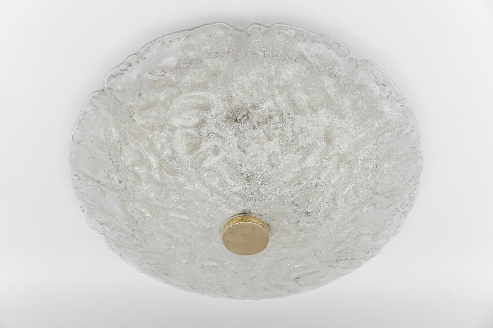 photo furniture 1 Of 2 Huge Elegant Flush Mount Lamp In Ice Glass By Limburg, Gerrmany 1960s