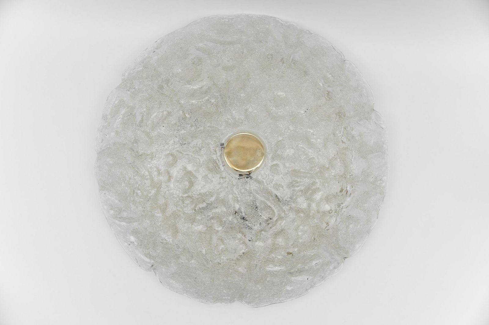 Lighting 1 Of 2 Huge Elegant Flush Mount Lamp In Ice Glass By Limburg, Gerrmany 1960s photo