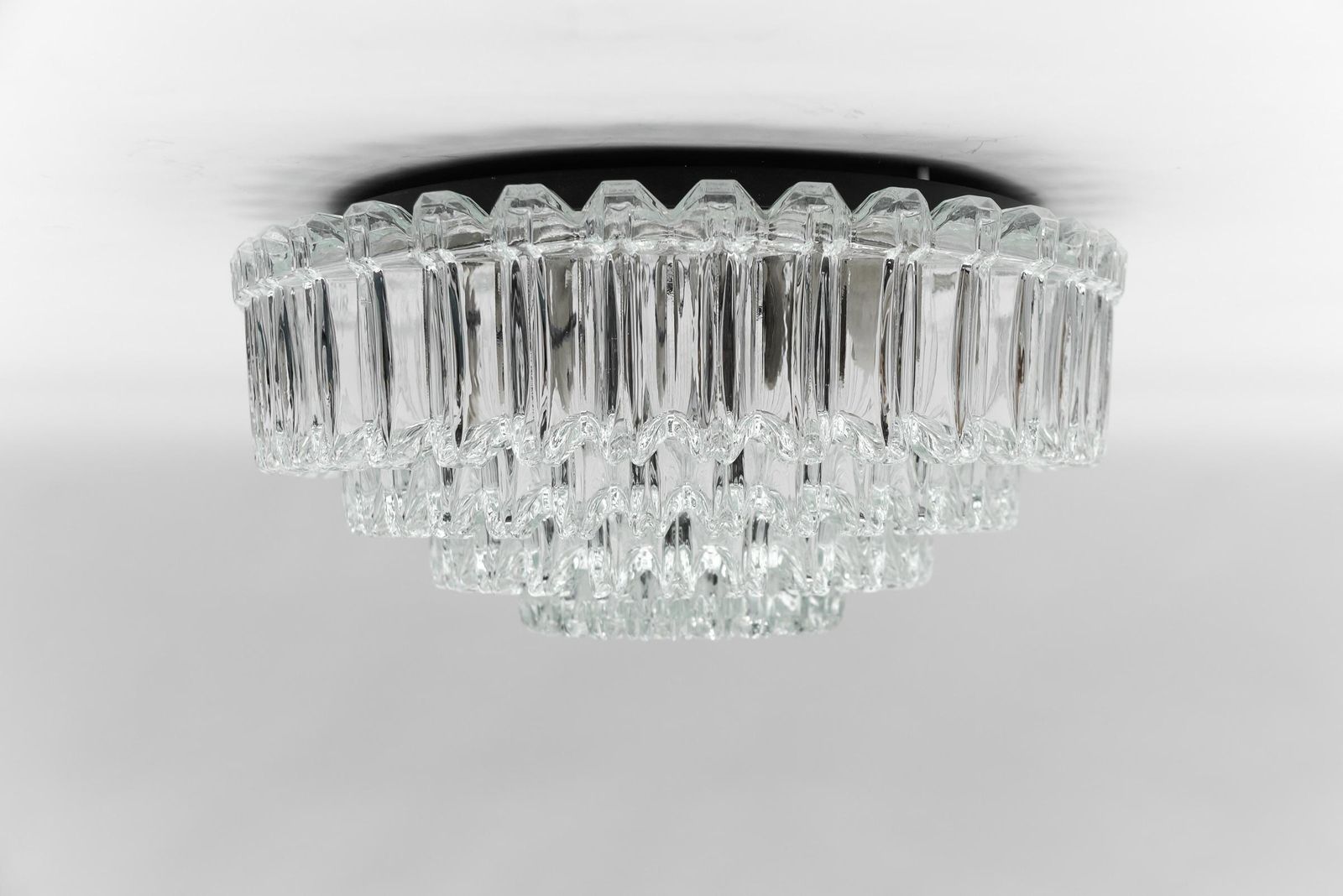 Elegant Four Tier Crystal Glass Flush Mount Light By Limburg, 1960s Germany photo 1189.0