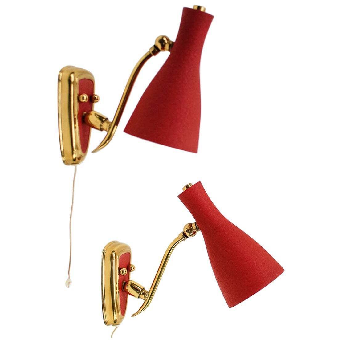 Pair Of Swivel Mid Century Modern Wall Lamps, 1950s Italy