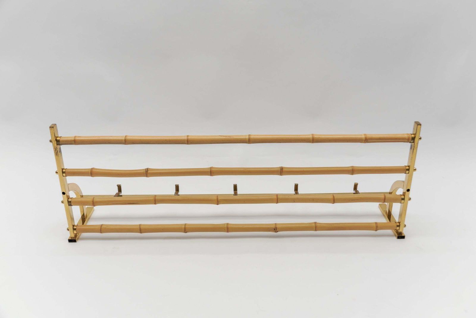photo for sale Rare Set Of Brass And Bamboo Coat Rack And Umbrella Stand, 1950 Italy