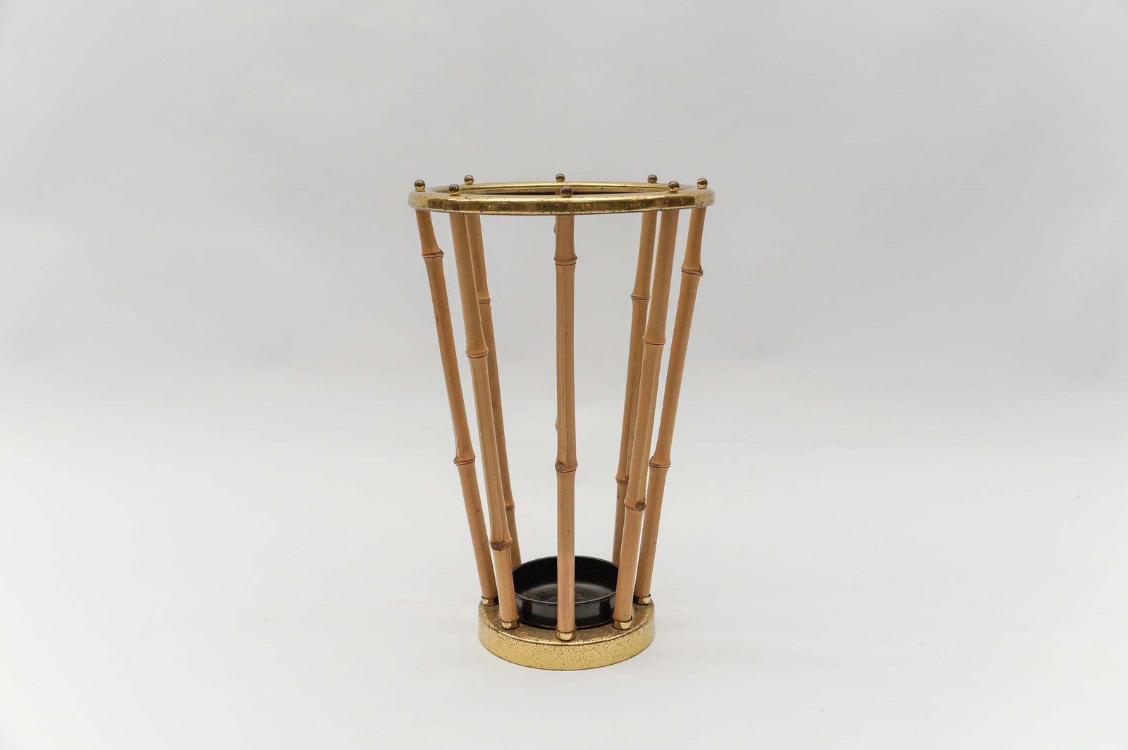 photo buy Rare Set Of Brass And Bamboo Coat Rack And Umbrella Stand, 1950 Italy