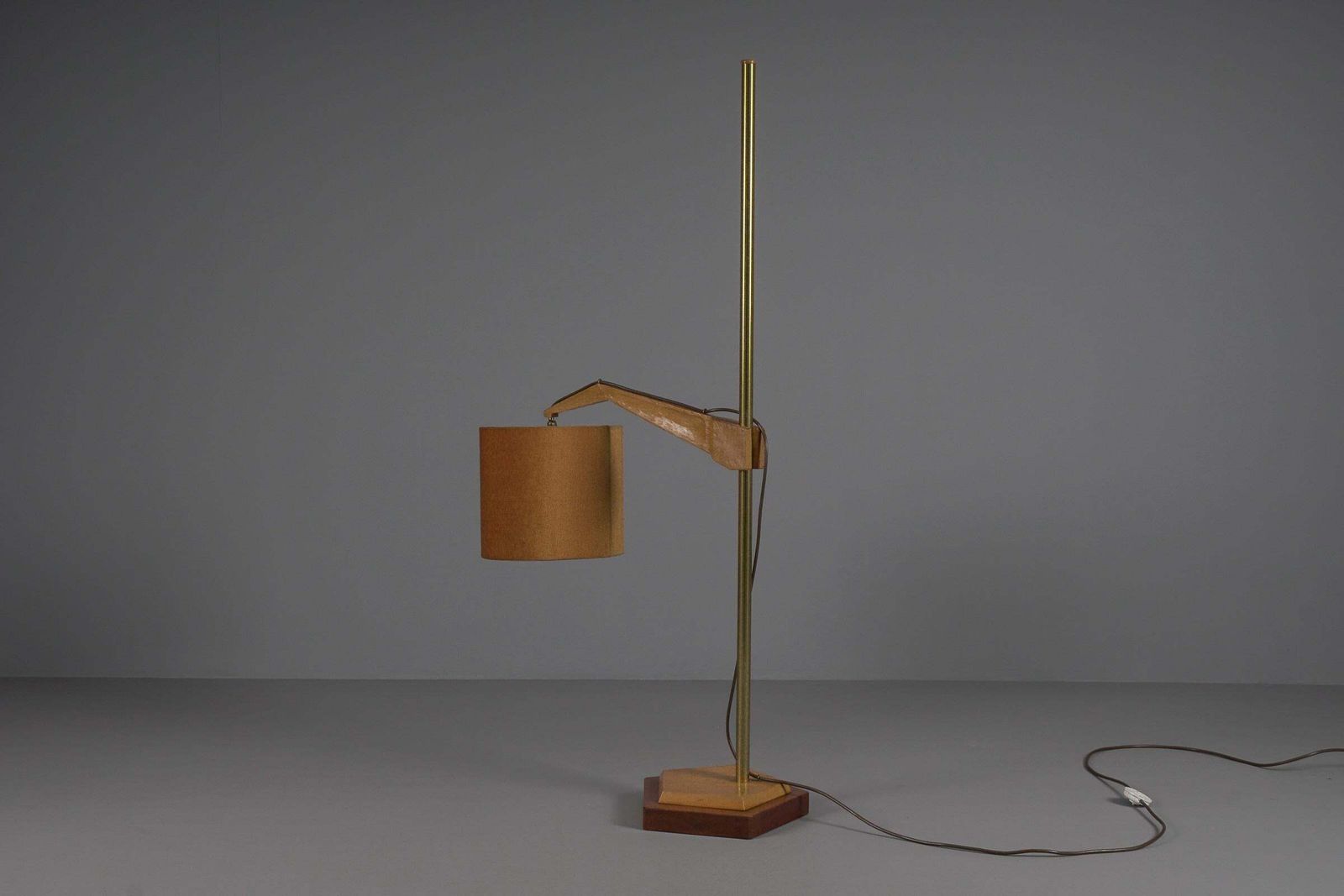 Unique Anthroposophic Floor Lamp In Wood, Brass And Fabric By Rudolf Dörfler photo buy