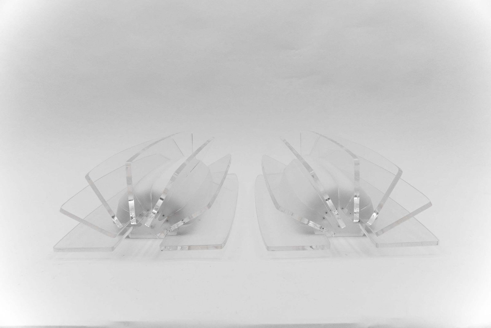 Pair Of Awesome Large Acrylic Fan Wall Lamps, 1960s photo 2038.0