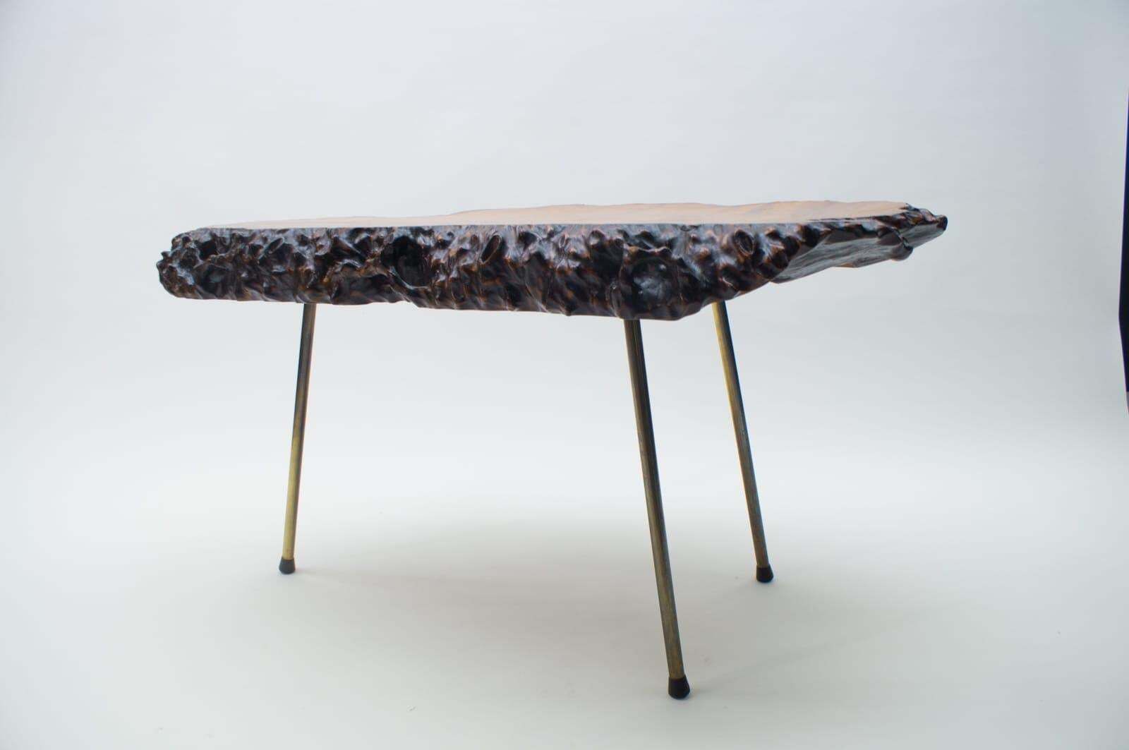 photo furniture Nakashima Style Burl Wood Tripod Side Table