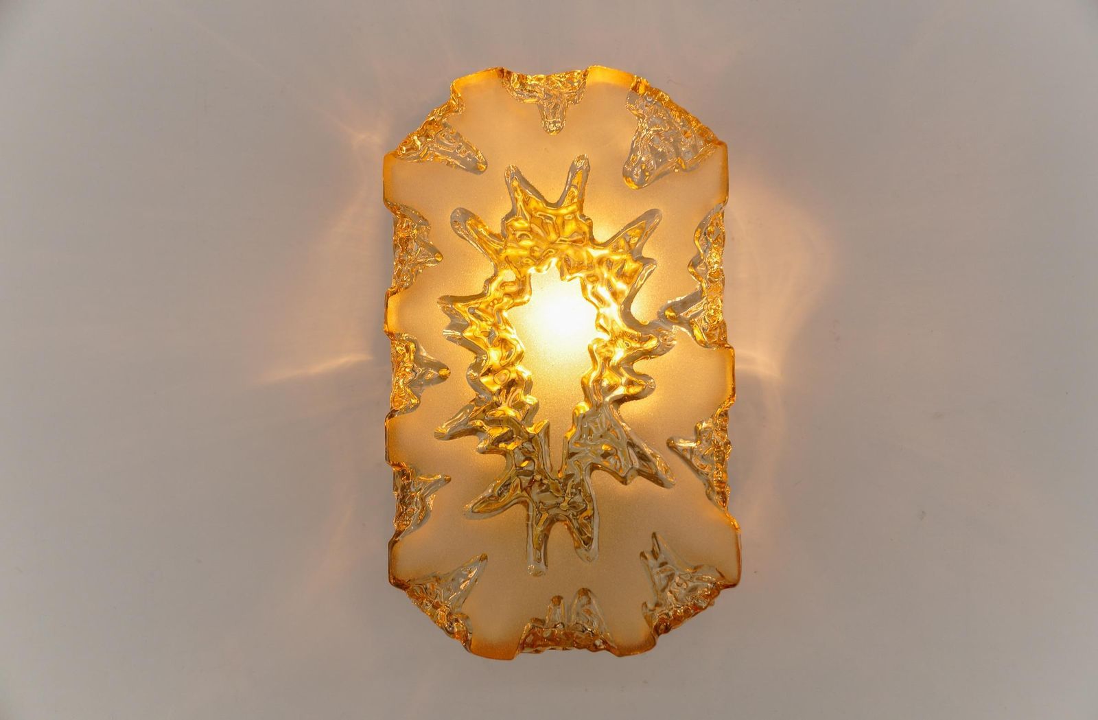 1. Of 3 Amber Glass Sconce Or Wall Lamp By Limburg, 1960s Germany photo for sale