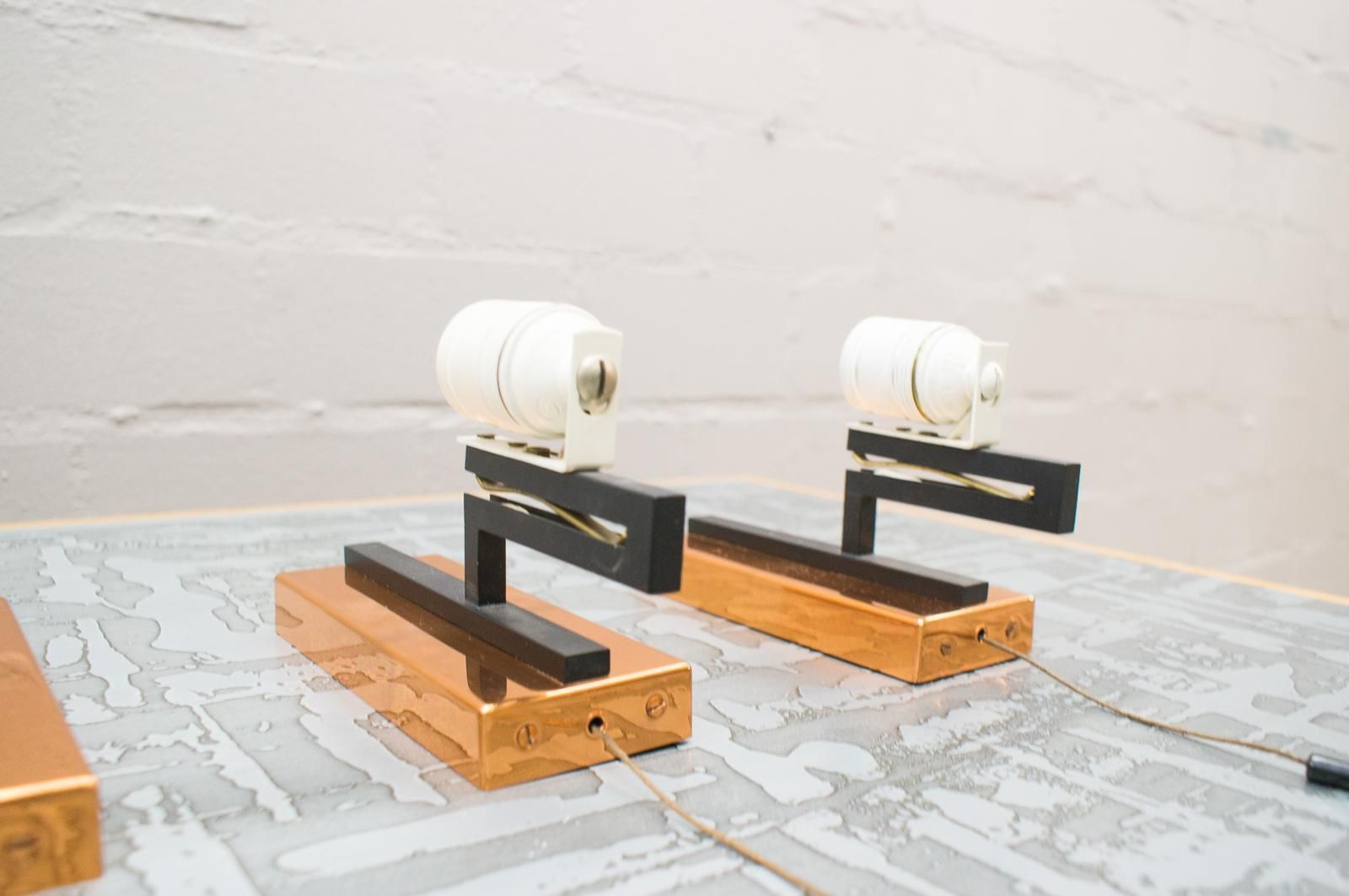 Midcentury Copper And Milk Glass Tubes Wall Lamp, Austria, 1960s photo buy