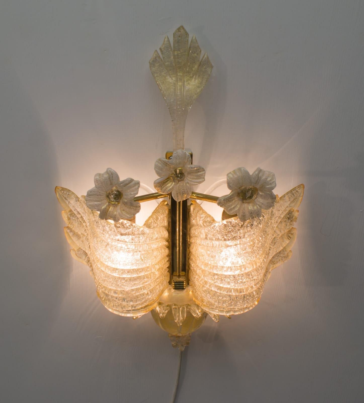 Rare And Wonderful Wall Light By Barovier & Toso, 1950s, Italy photo Lighting