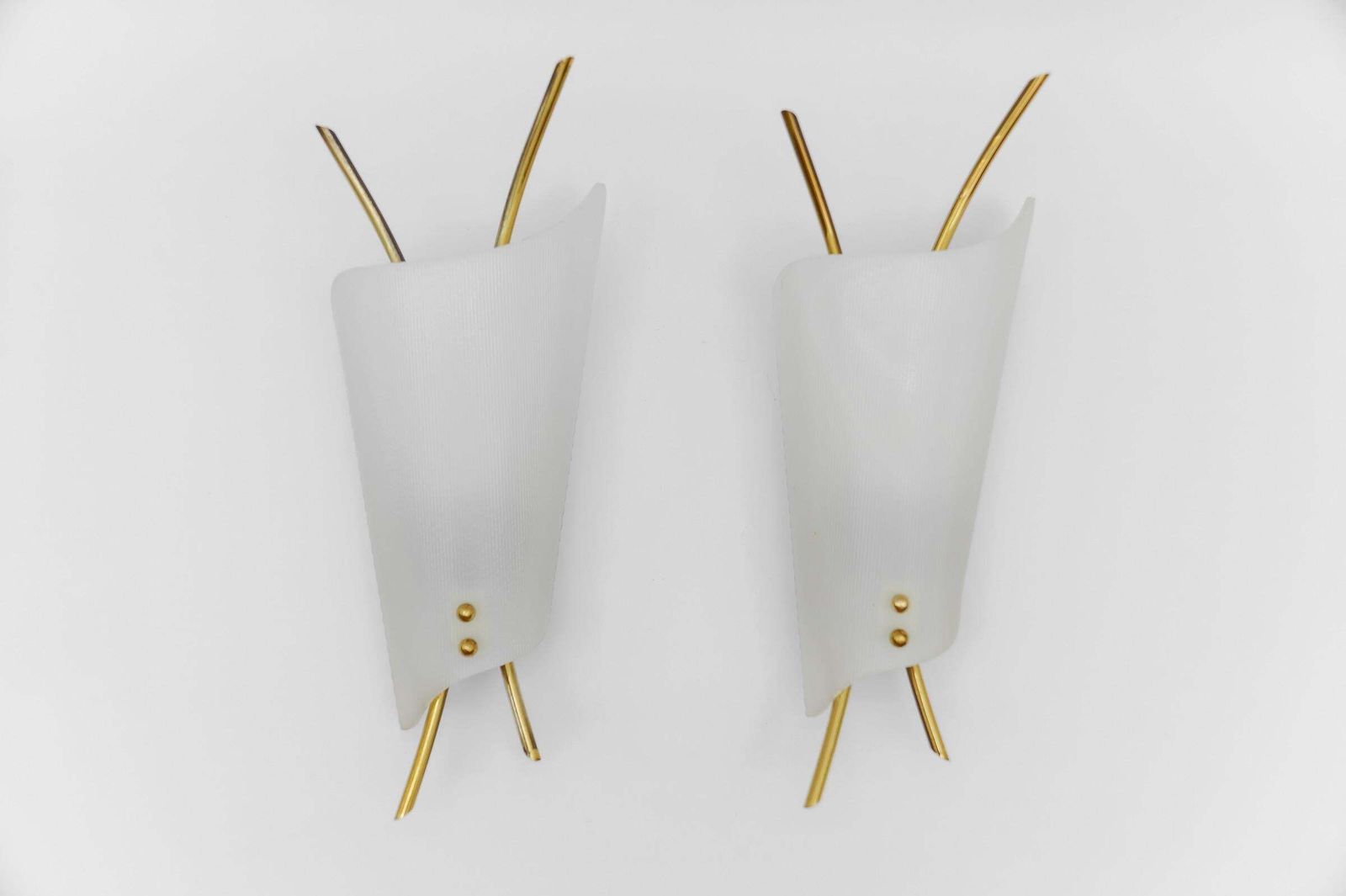 Set Of 2 Mid Century Modern Wall Lamps Made In Acrylic And Brass, 1950s photo buy