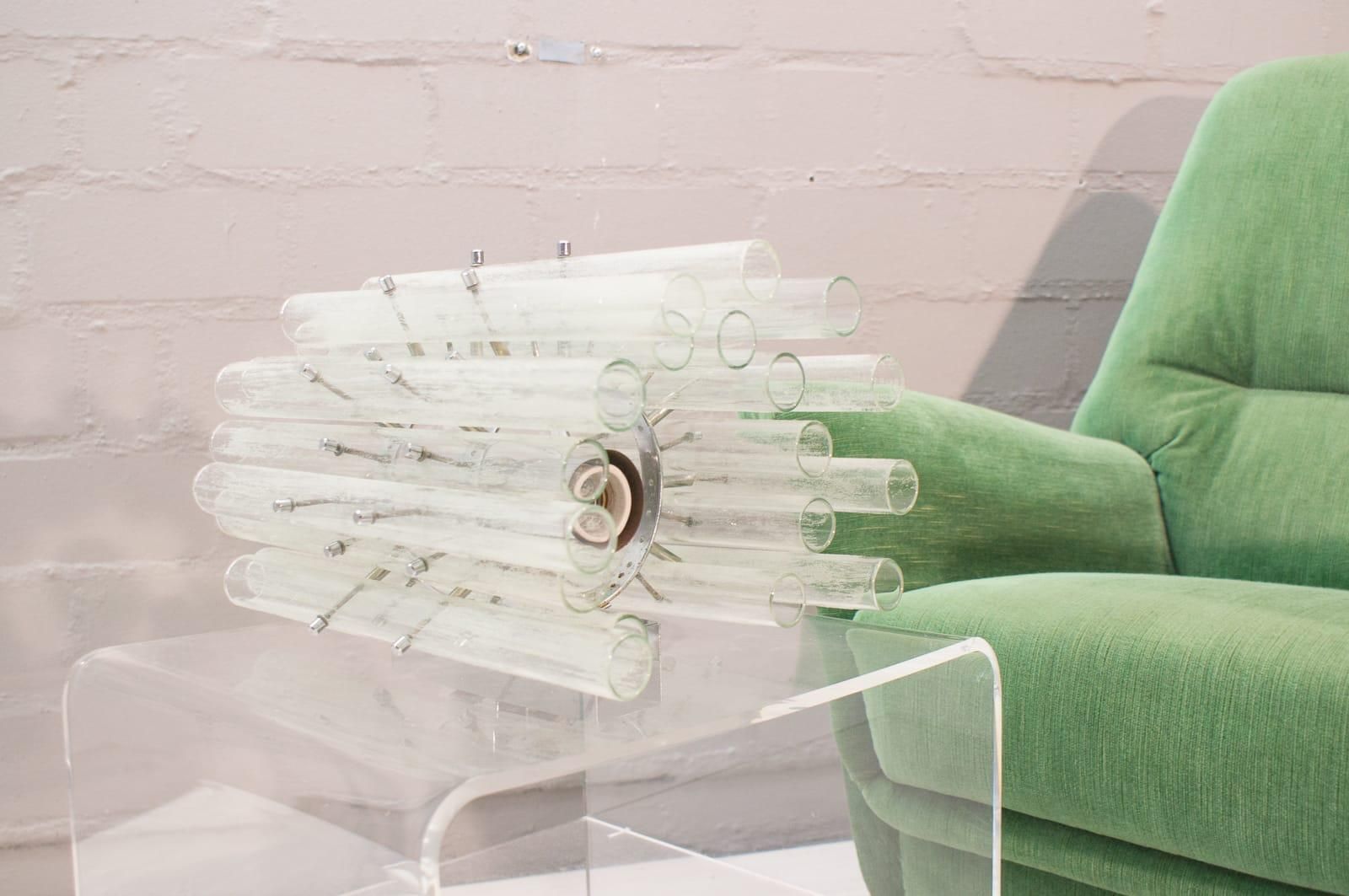Large Vintage Frosted Glass Tubes Wall Lamps From A Theatre In Germany, 1960s photo buy