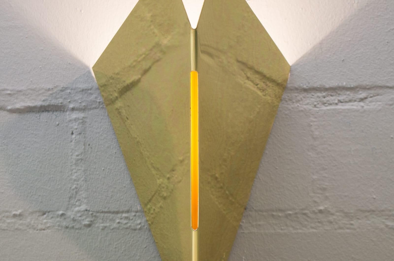 photo for sale Set Of Two Rare Vintage Gilded Metal Wall Lamps By Egoluce, Italy, 1960s