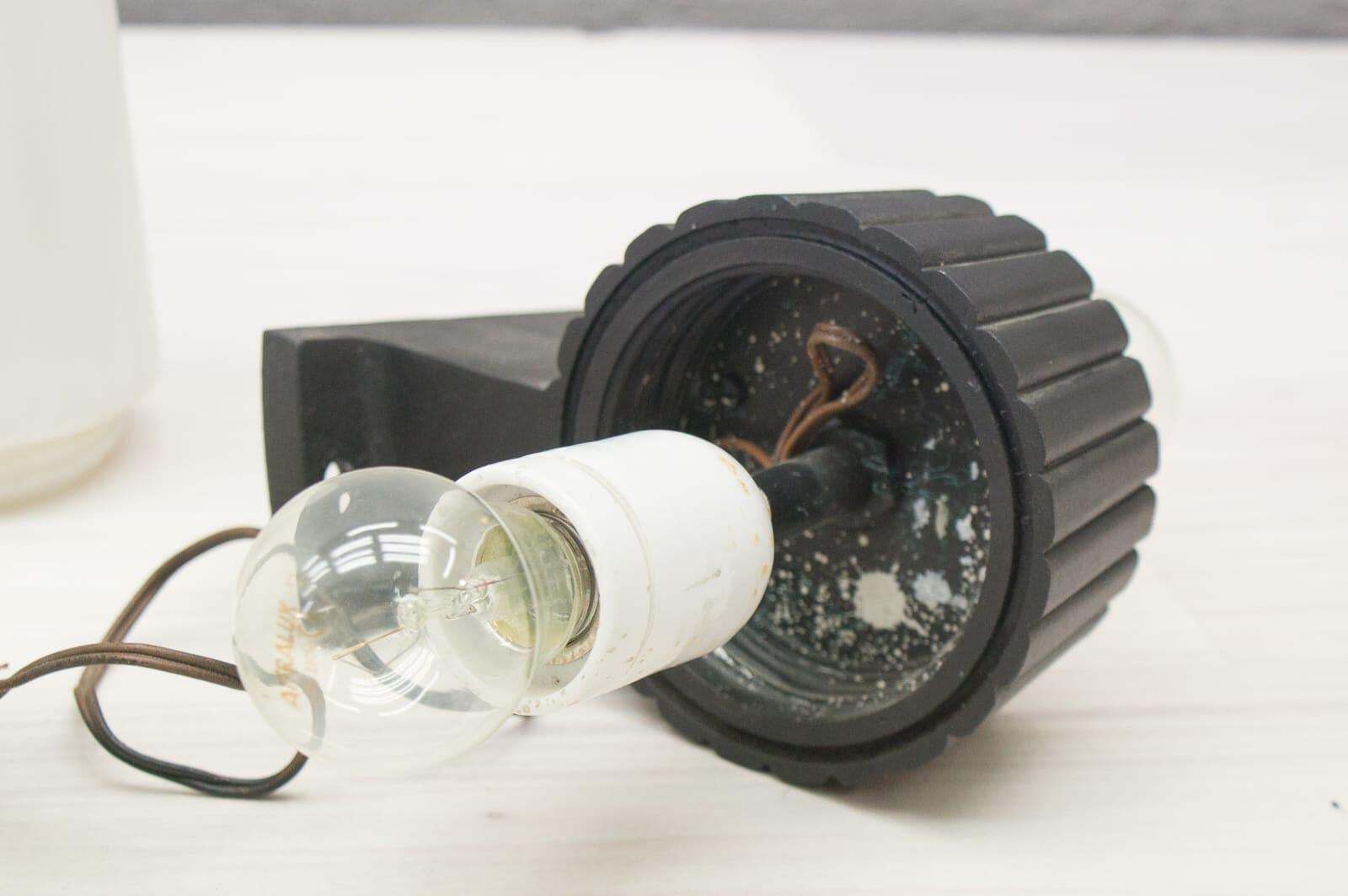 photo for sale Large Midcentury Outdoor Aluminium Casting And Glass Wall Light, 1960s