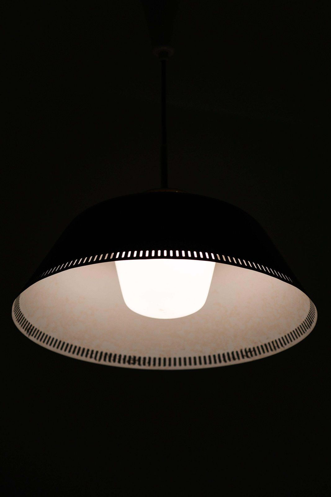 Ceiling Lamp In Brass And Opaline Glass By Bent Karlby, 1950’s photo Lighting