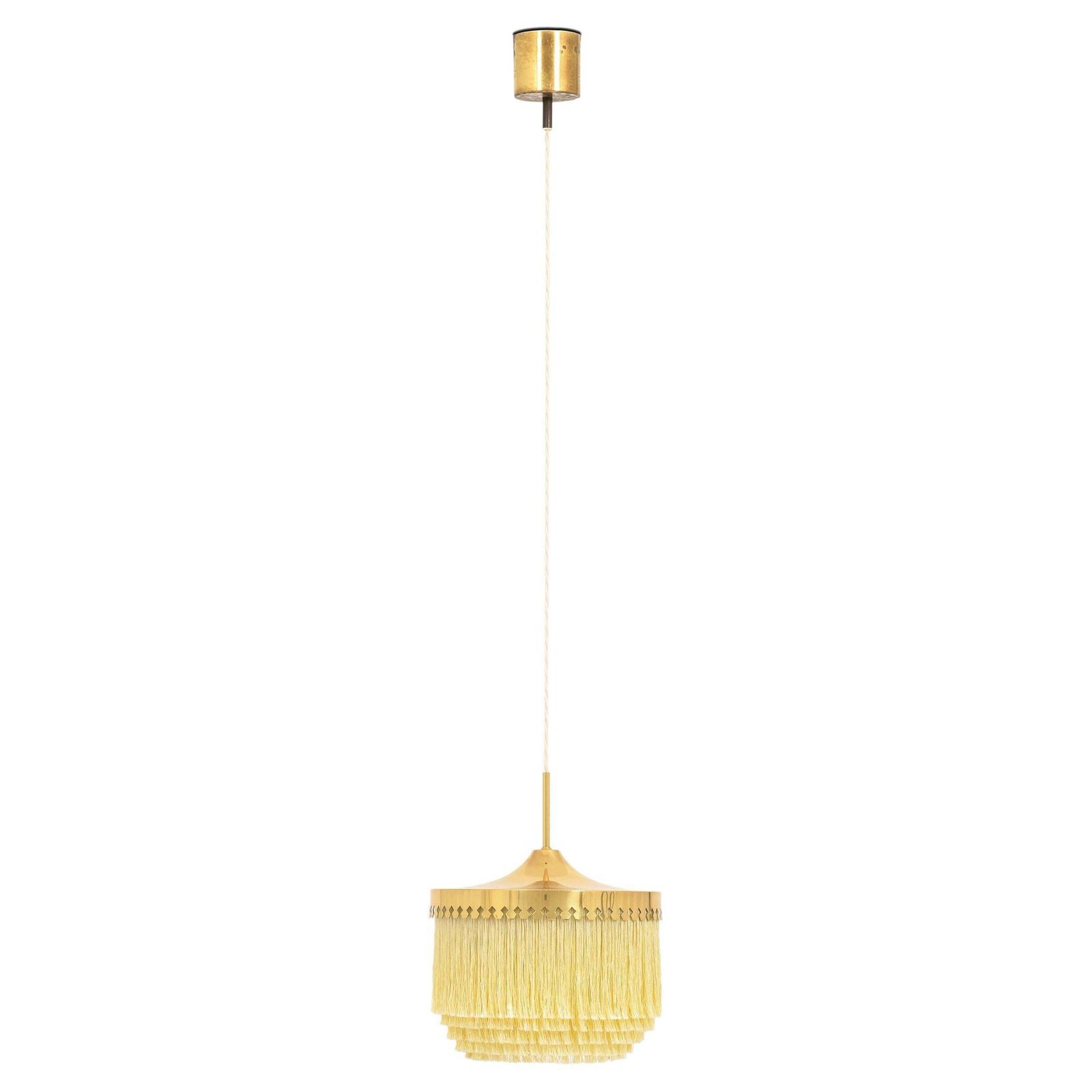 Ceiling Lamp In Brass, Silk Fringes By Hans Agne Jakobsson, 1965