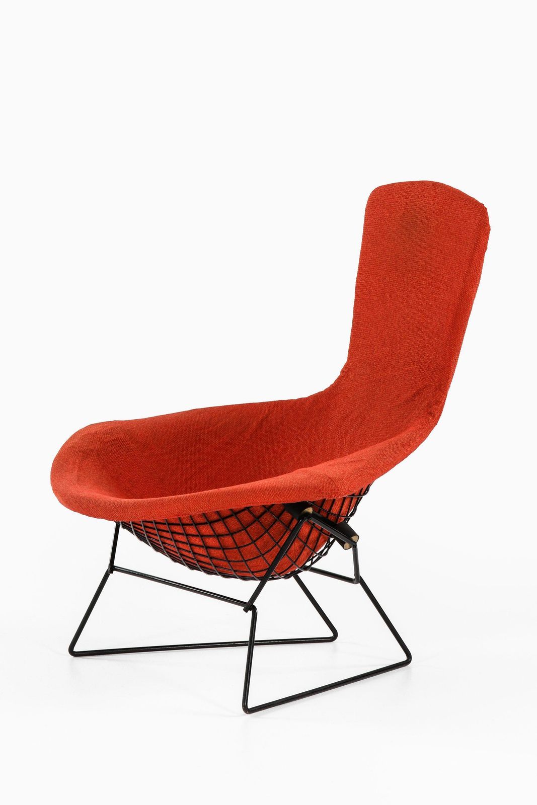 Easy Bird Chair In Black Lacquered Metal And Red Fabric By Harry Bertoia, 1950s photo furniture