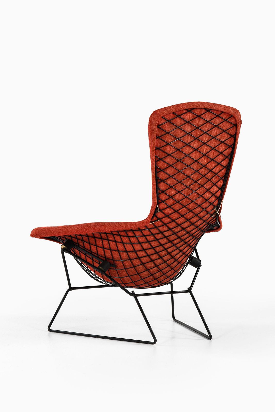 Easy Bird Chair In Black Lacquered Metal And Red Fabric By Harry Bertoia, 1950s photo Furniture