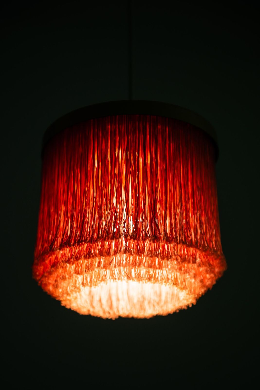 Hans Agne Jakobsson Ceiling Lamps Model T 605 In Brass And Silk Fringes photo vinterior