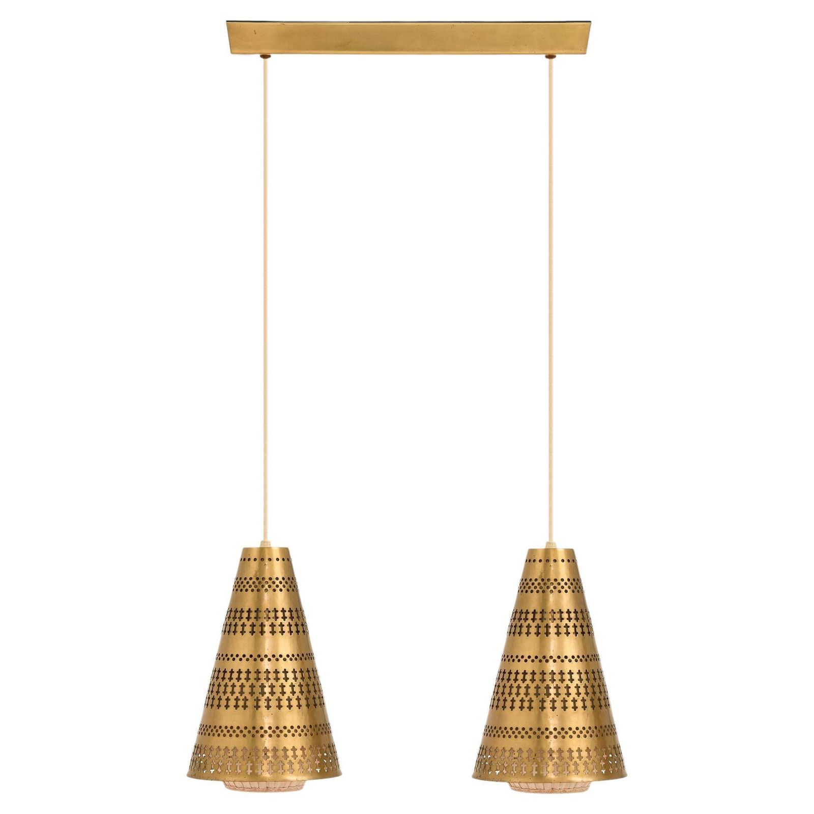 Ceiling Lamp In Brass And Fabric By Hans Bergström, 1940’s