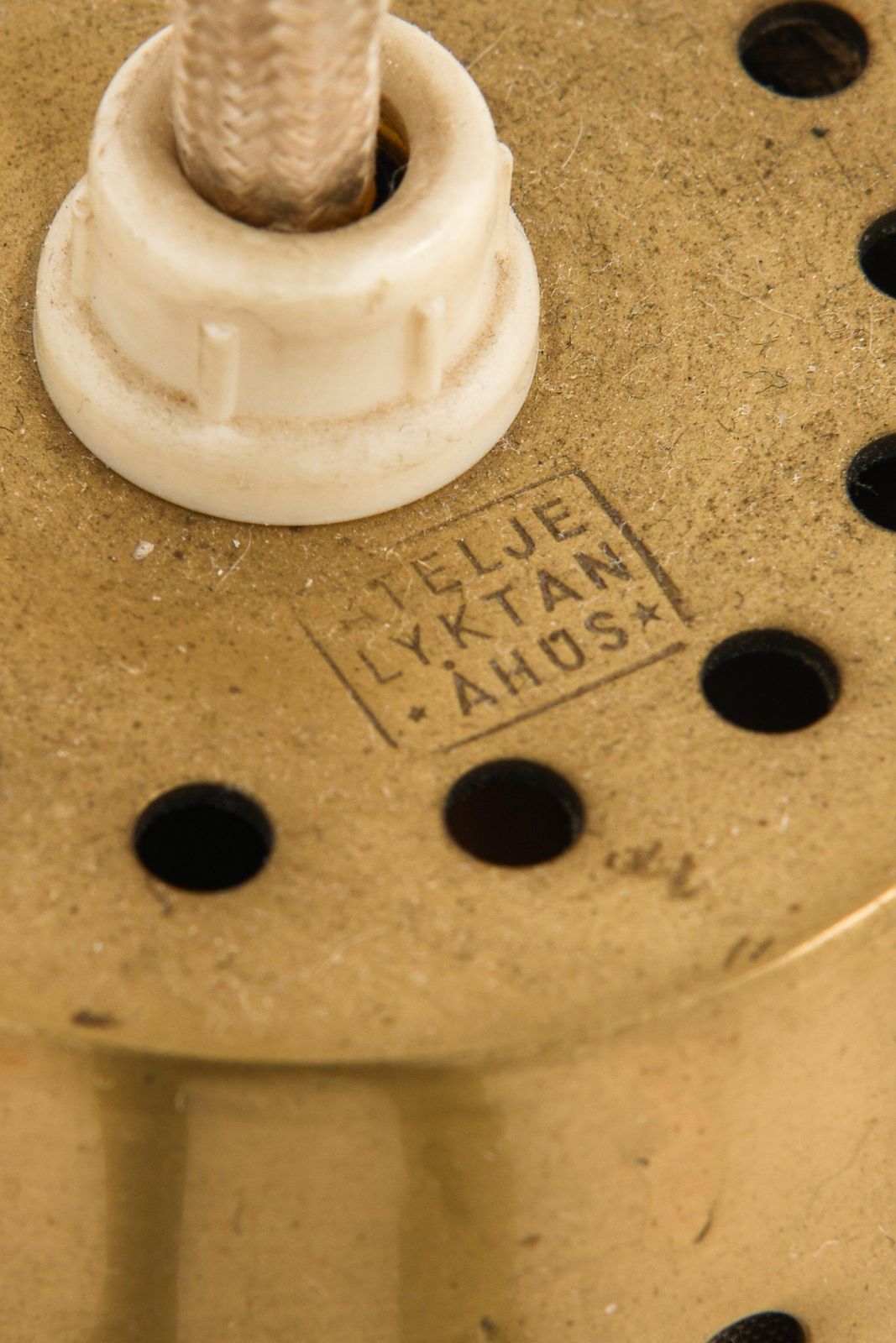 Ceiling Lamp In Brass And Fabric By Hans Bergström, 1940’s photo buy