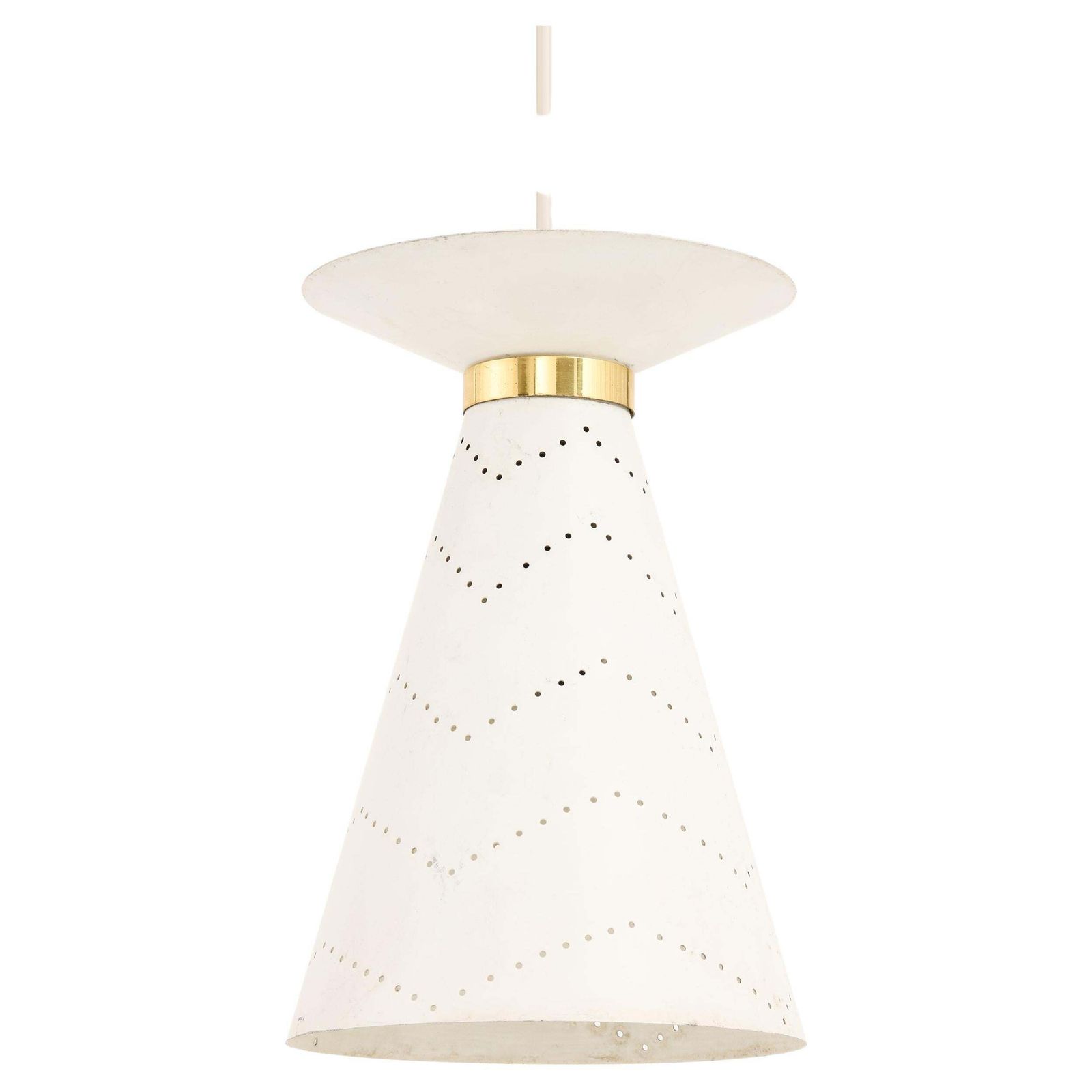 Ceiling Lamp In White Metal And Brass Attributed To Lisa Johansson Pape, 1950’s