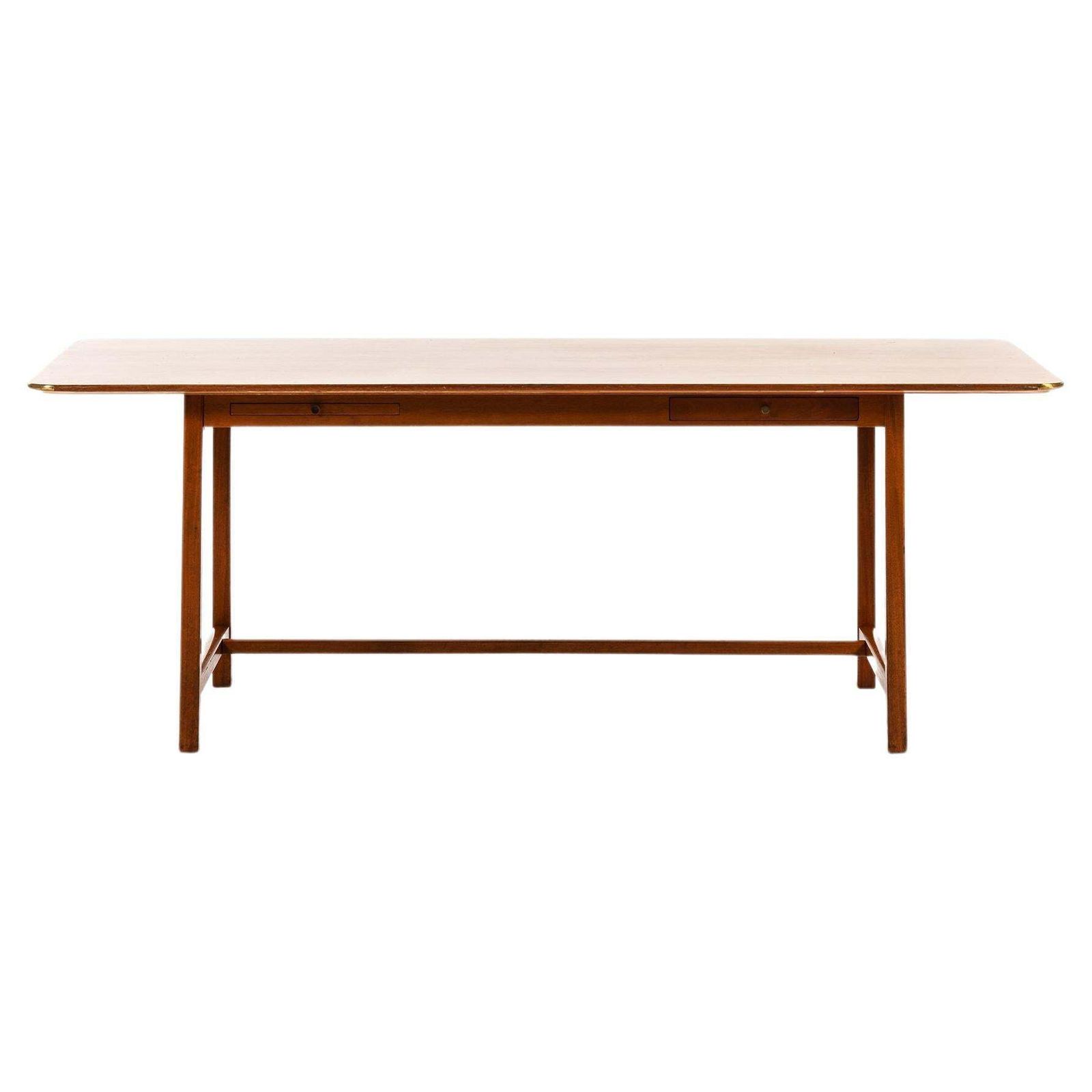 Desk In Mahogany And Brass By Josef Frank, 1950's
